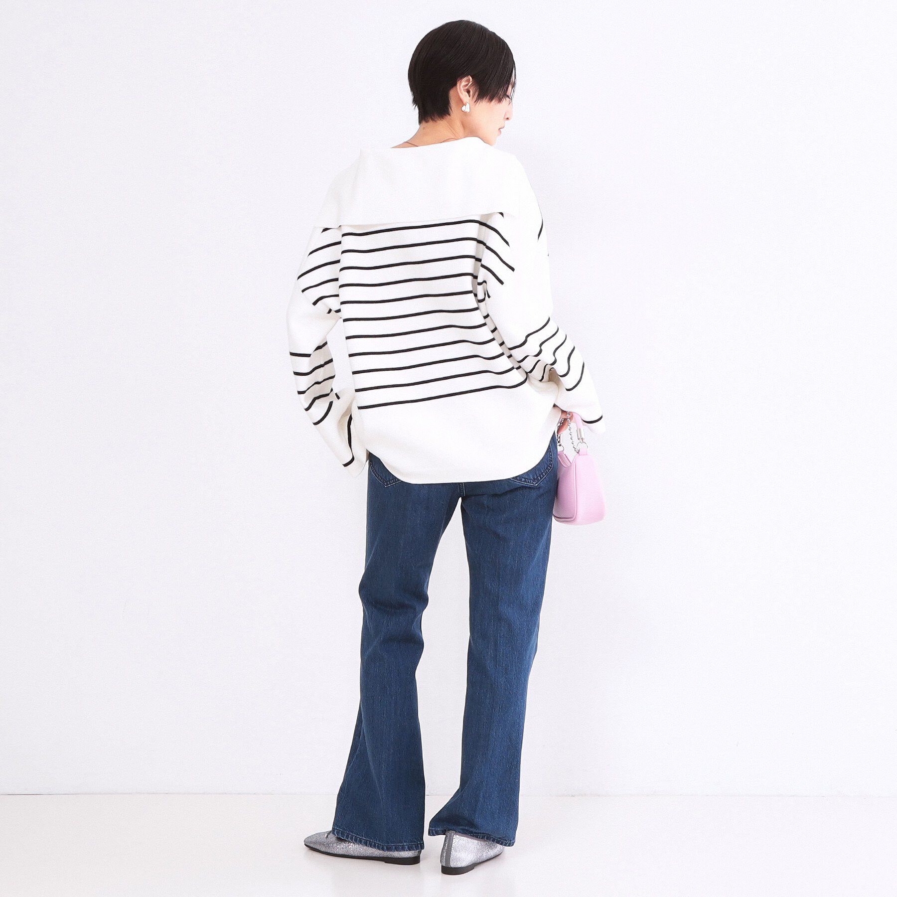 OPAQUE.CLIP「スキッパーセーラーカラーボーダーニット【洗濯機OK】」|ニット・セーター|