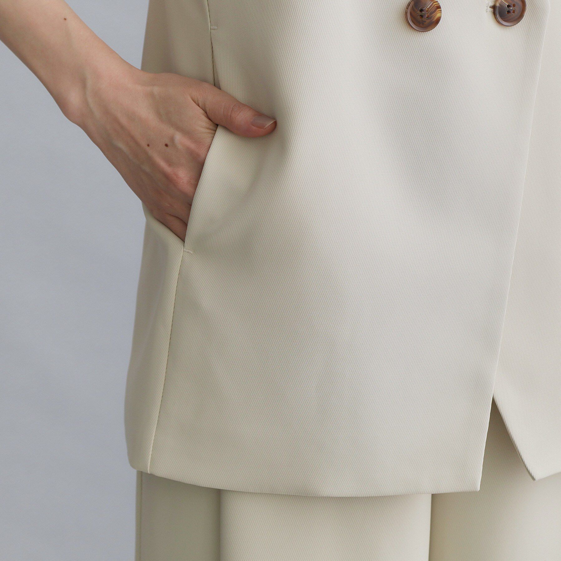 OPAQUE.CLIP「【es】ダブルブレストノーカラージレ/セットアップ対応可【洗える】」|ベスト・ジレ|