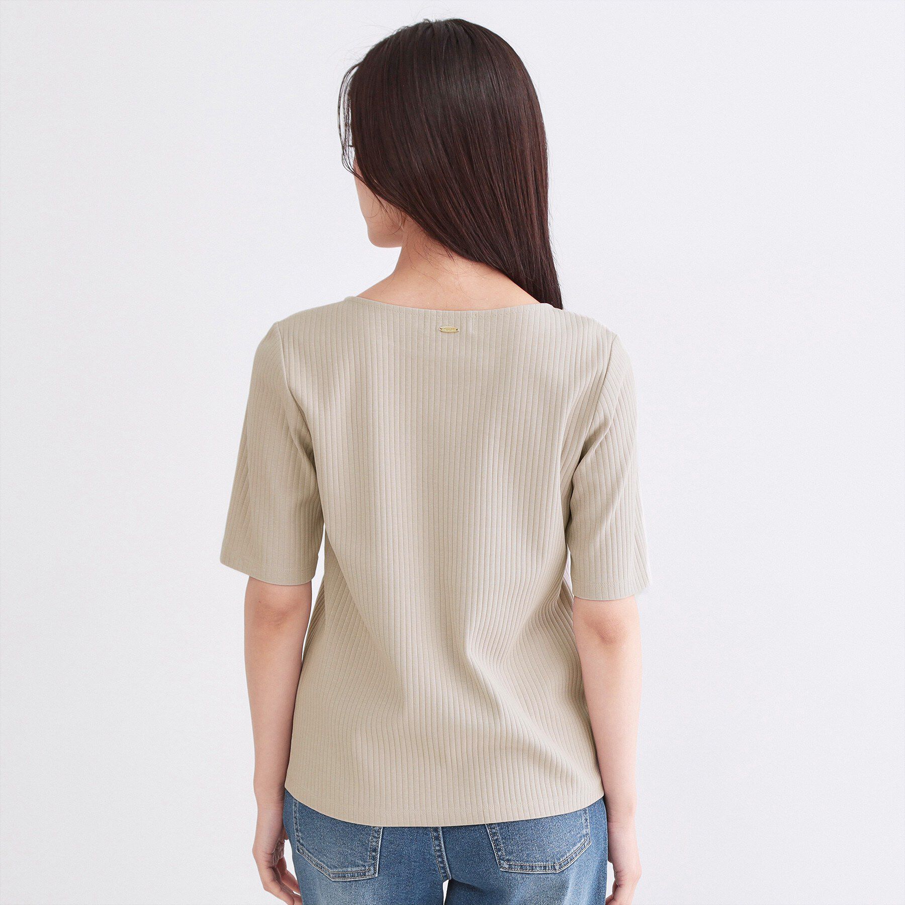 OPAQUE.CLIP「ベーシックリブボートネックカットソー【洗濯機OK】」|Tシャツ・カットソー|