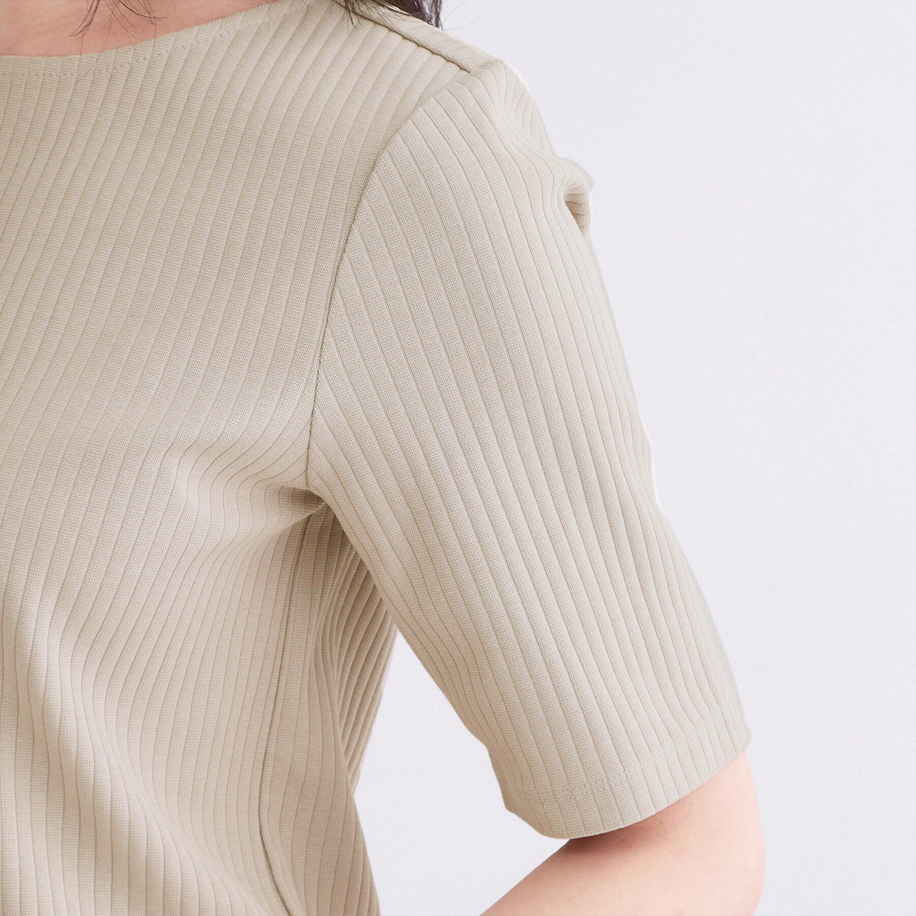 OPAQUE.CLIP「ベーシックリブボートネックカットソー【洗濯機OK】」|Tシャツ・カットソー|