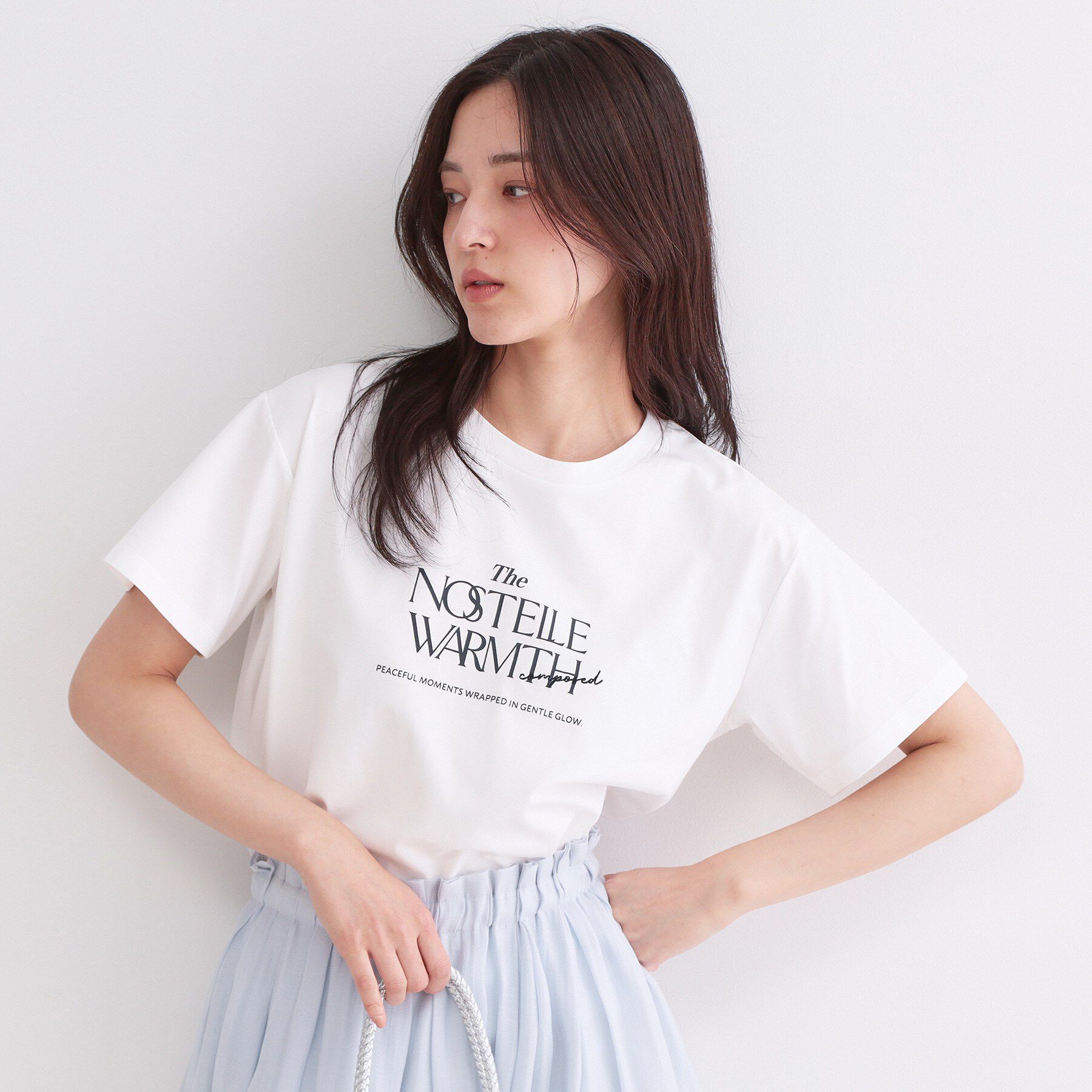 OPAQUE.CLIP「ロゴプリント＆刺繍Tシャツ【洗濯機OK】」|Tシャツ・カットソー|
