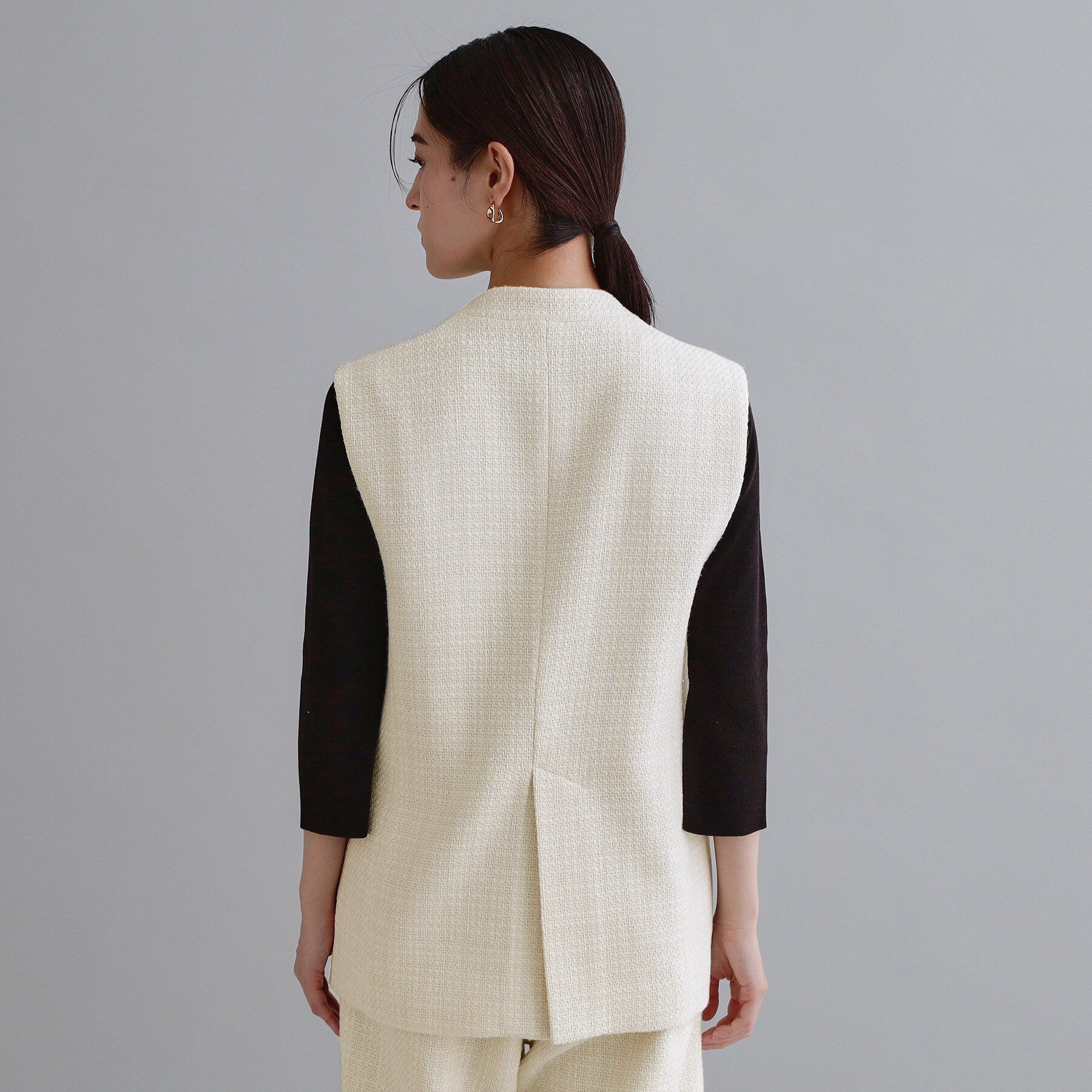 OPAQUE.CLIP「【es】ファンシーツイードノーカラージレ/セットアップ対応【洗える】」|ベスト・ジレ|