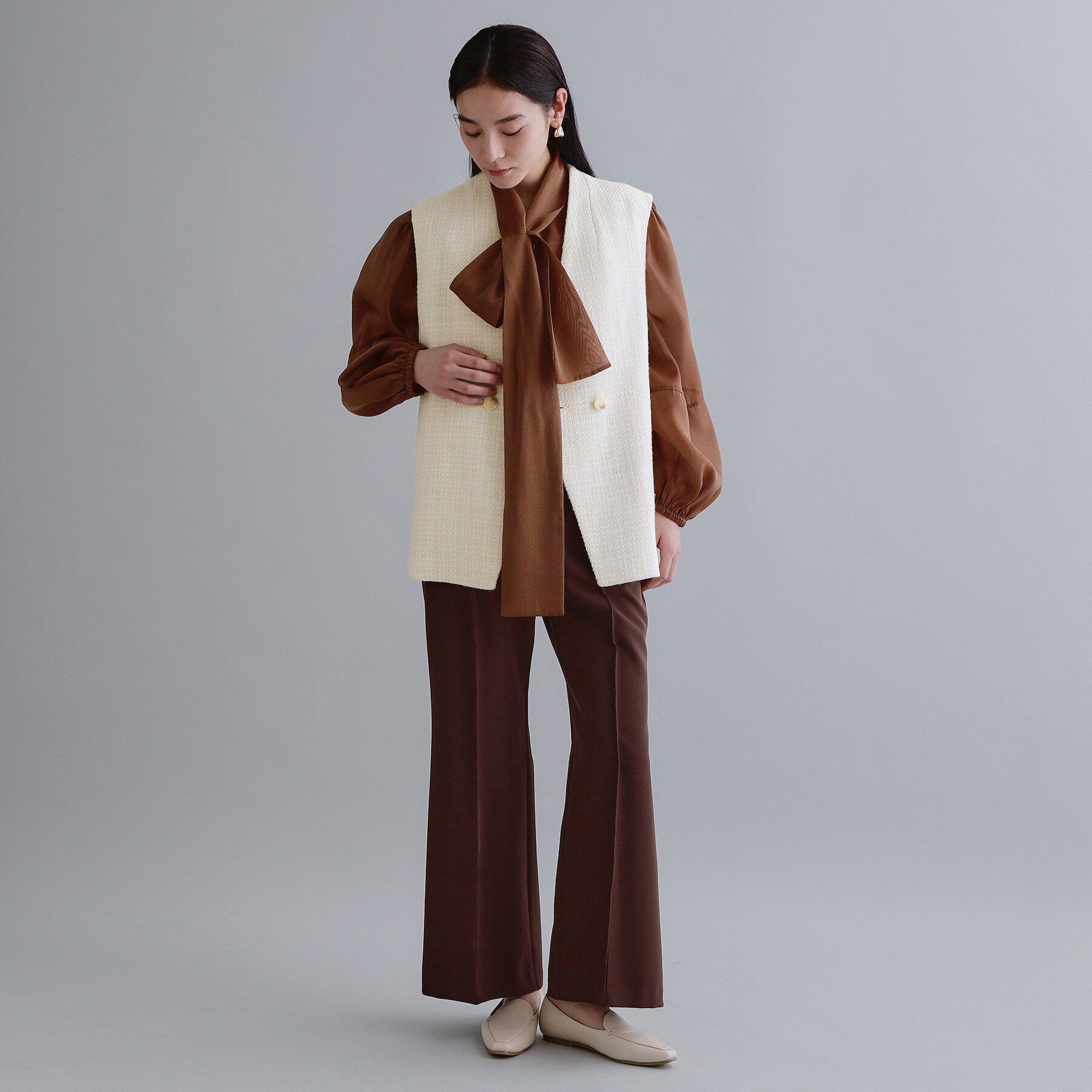 OPAQUE.CLIP「【es】ファンシーツイードノーカラージレ/セットアップ対応【洗える】」|ベスト・ジレ|