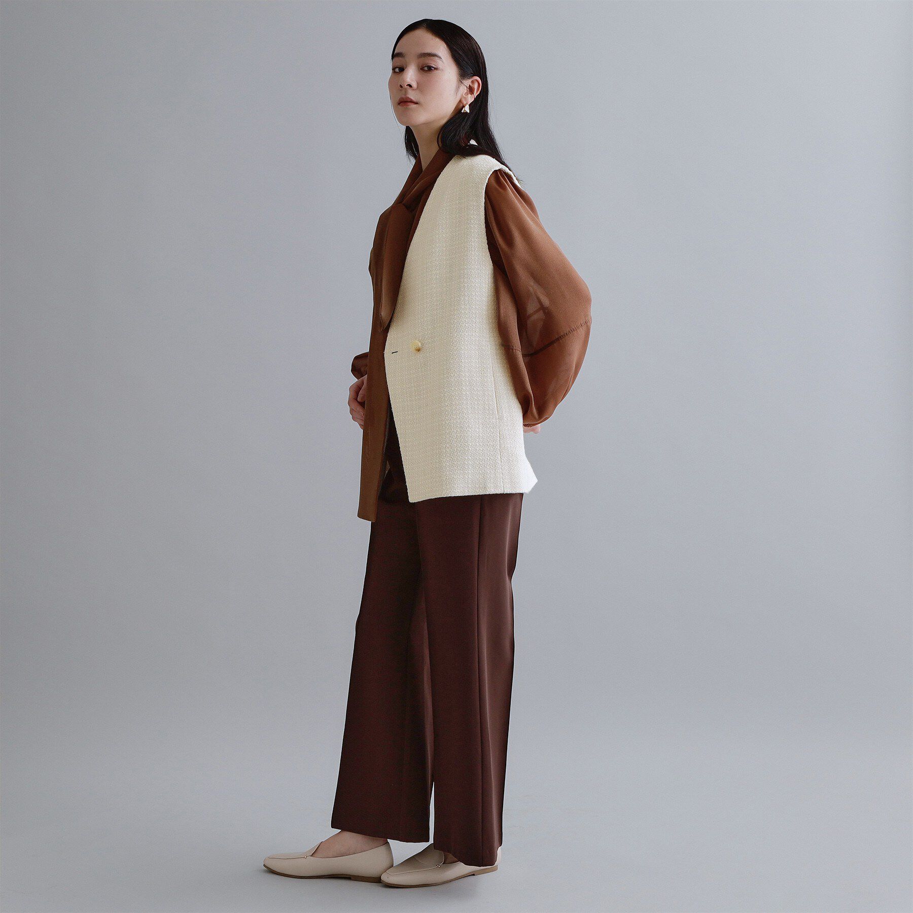 OPAQUE.CLIP「【es】ファンシーツイードノーカラージレ/セットアップ対応【洗える】」|ベスト・ジレ|