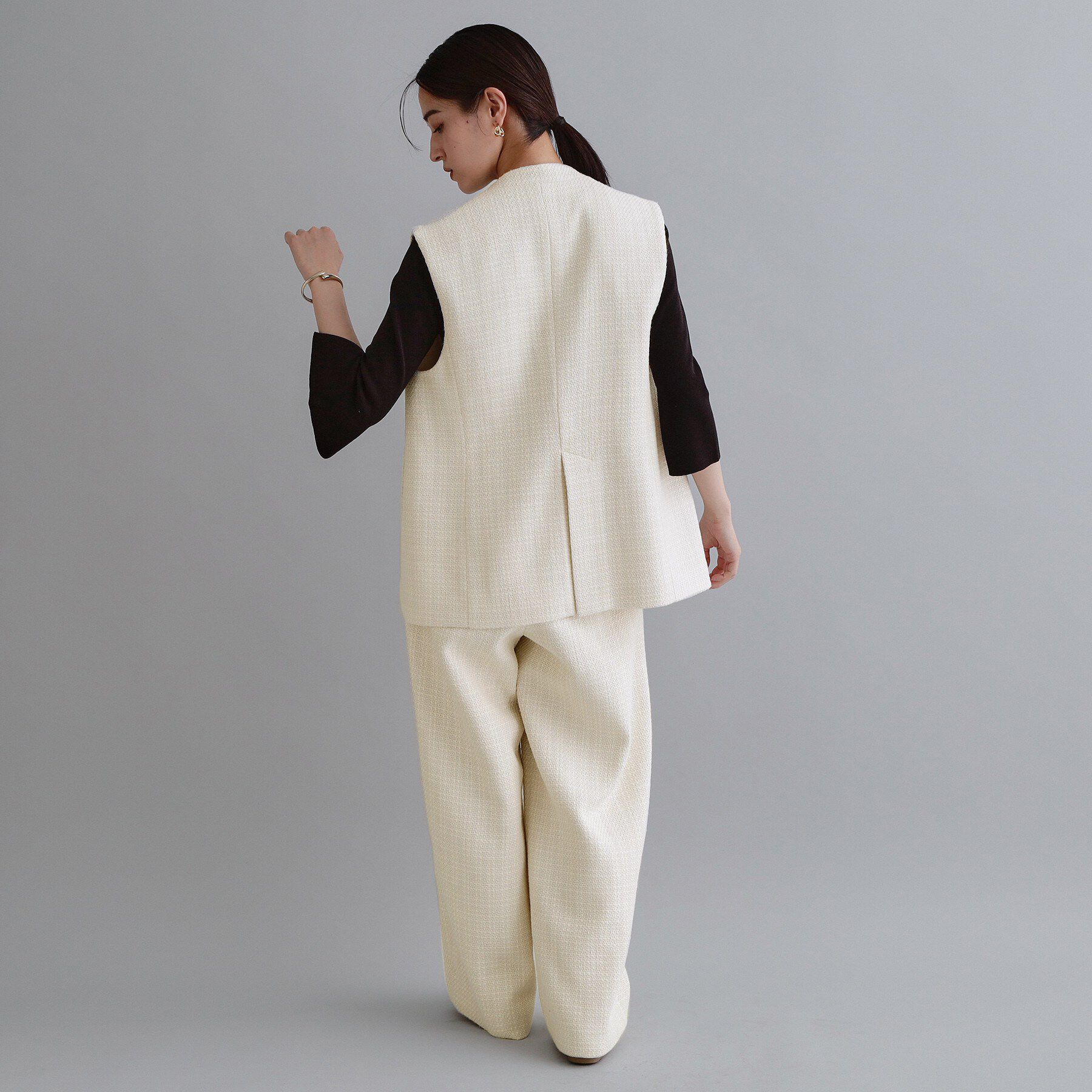 OPAQUE.CLIP「【es】ファンシーツイードノーカラージレ/セットアップ対応【洗える】」|ベスト・ジレ|