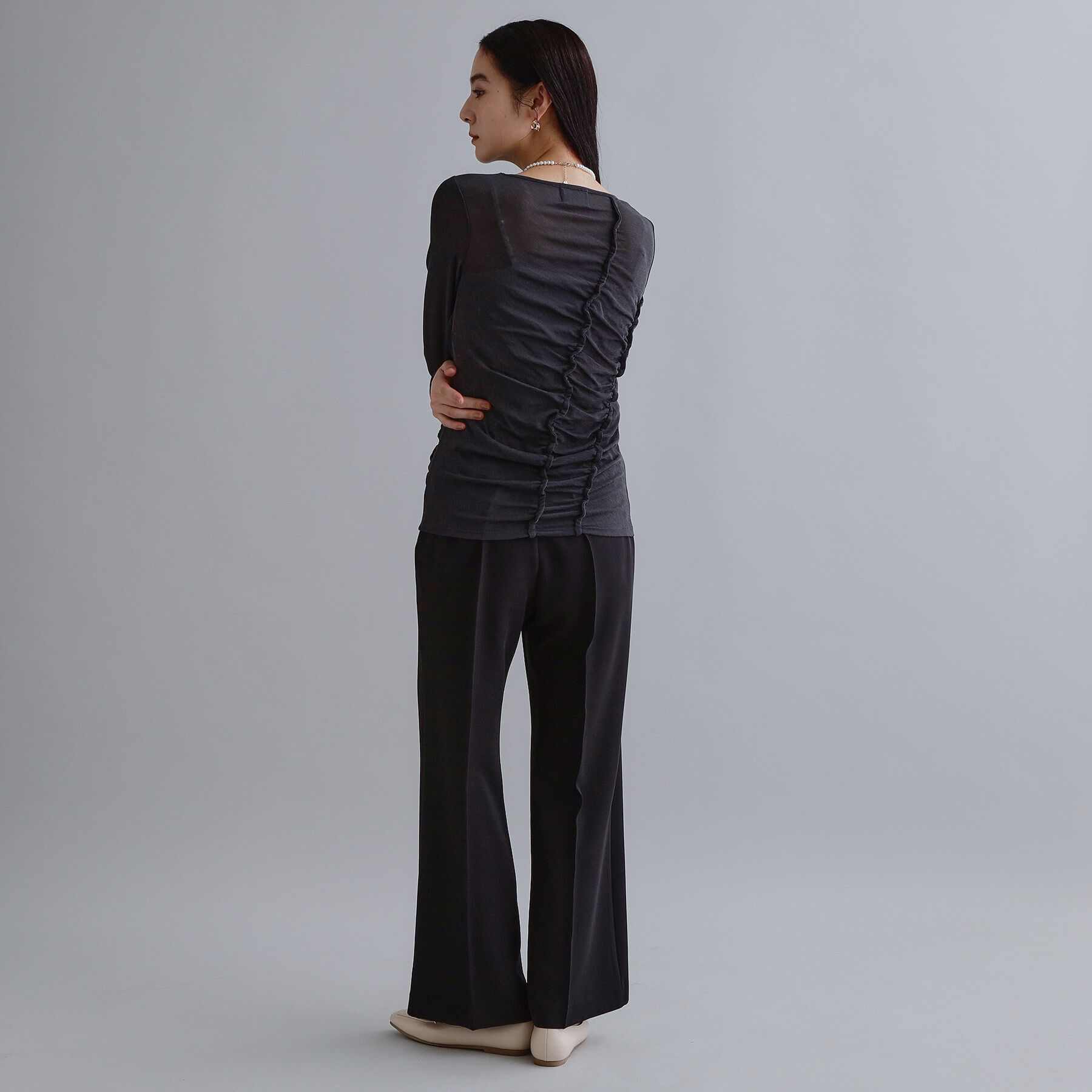 OPAQUE.CLIP「【es】ストレッチピンタックフレアパンツ【洗濯機OK/抗ピル】」|その他|