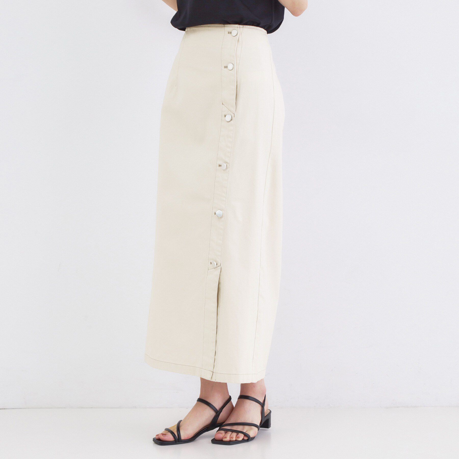 OPAQUE.CLIP「ボタンデザインナロースカート【洗濯機OK】」|スカート|
