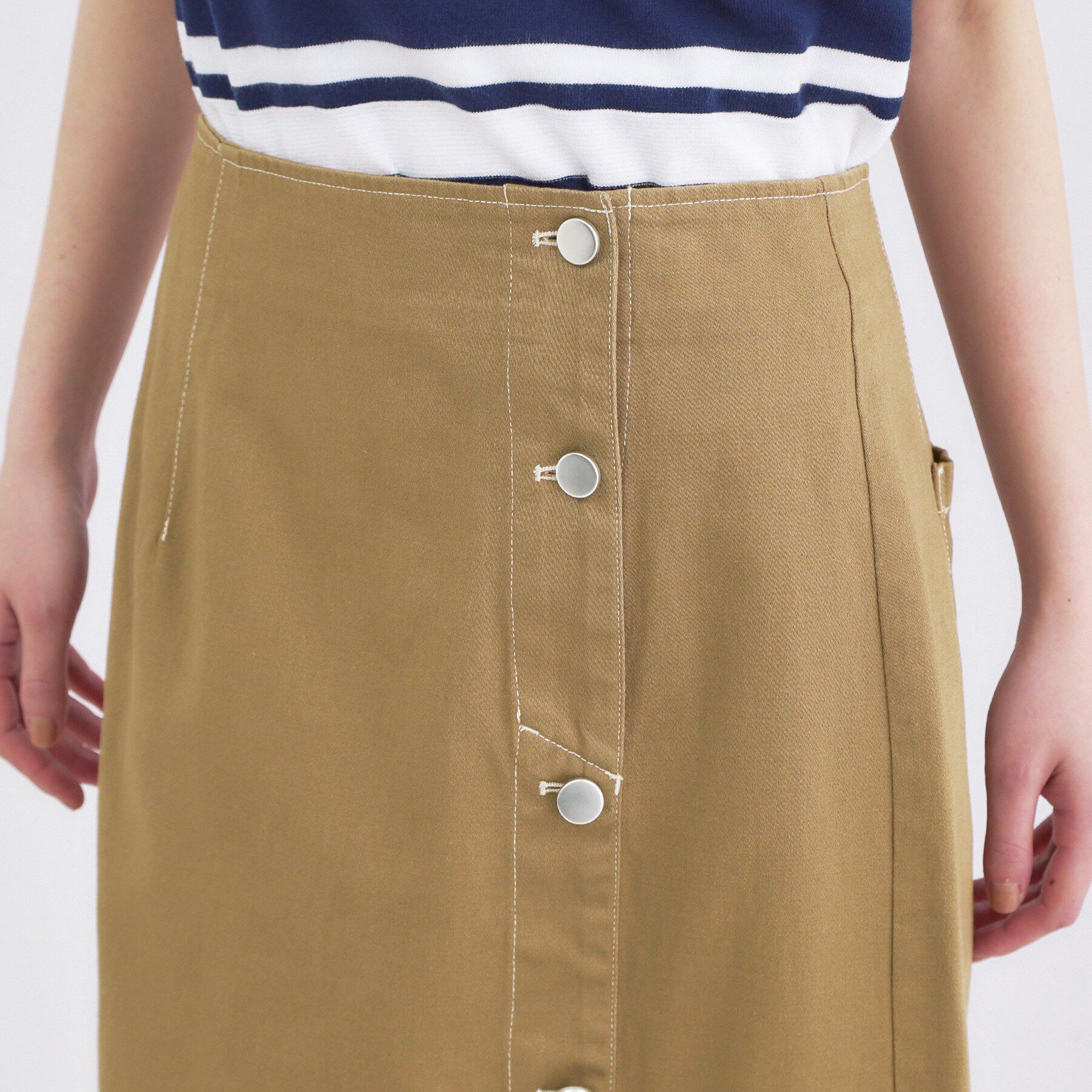 OPAQUE.CLIP「ボタンデザインナロースカート【洗濯機OK】」|スカート|