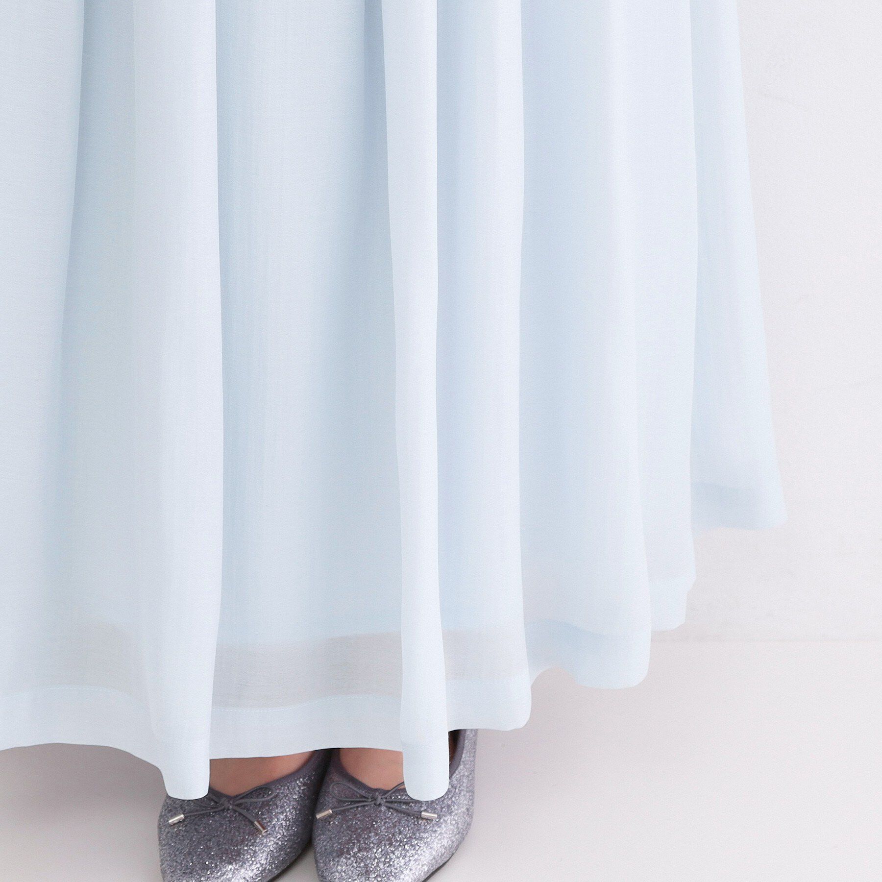 OPAQUE.CLIP「シャイニーオーガンジー タックフレアスカート」|スカート|