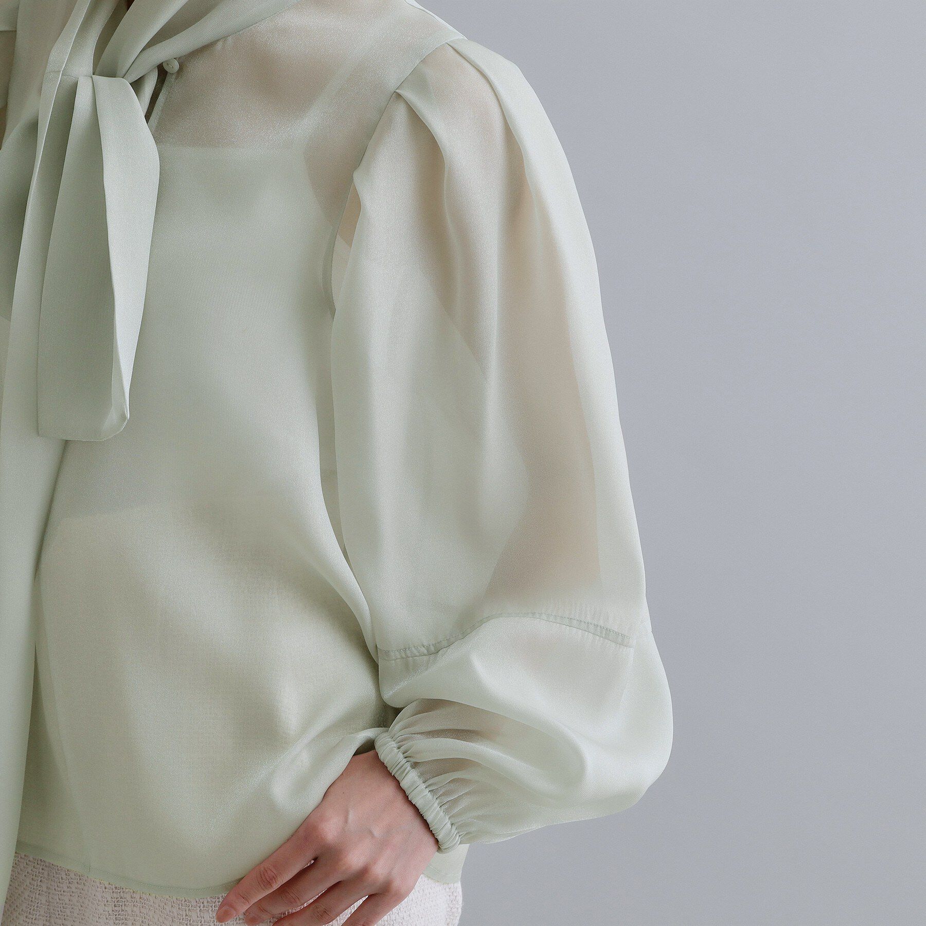 OPAQUE.CLIP「【es】オーガンジーボウタイブラウス【洗濯機OK】」|シャツ・ブラウス|