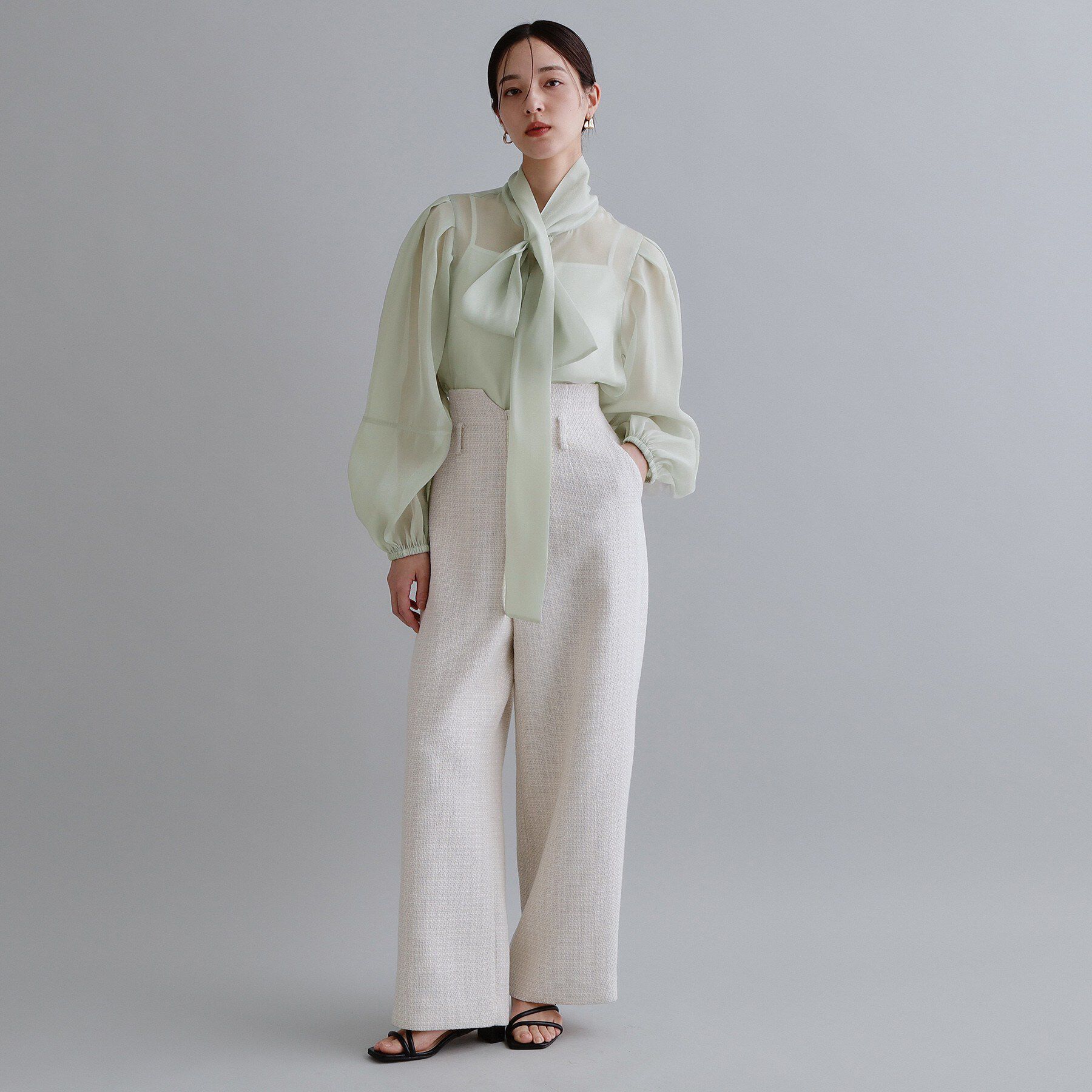 OPAQUE.CLIP「【es】オーガンジーボウタイブラウス【洗濯機OK】」|シャツ・ブラウス|