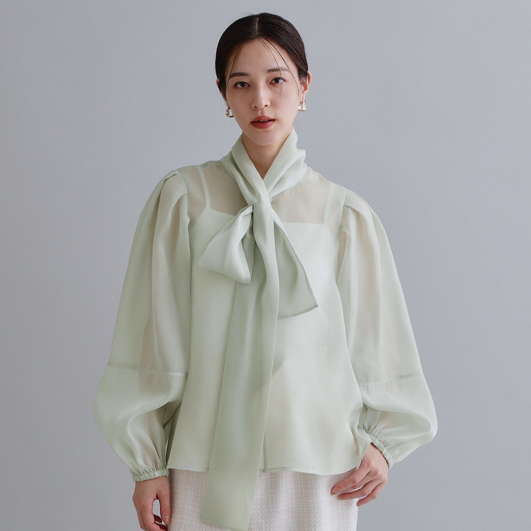 OPAQUE.CLIP「【es】オーガンジーボウタイブラウス【洗濯機OK】」|シャツ・ブラウス|