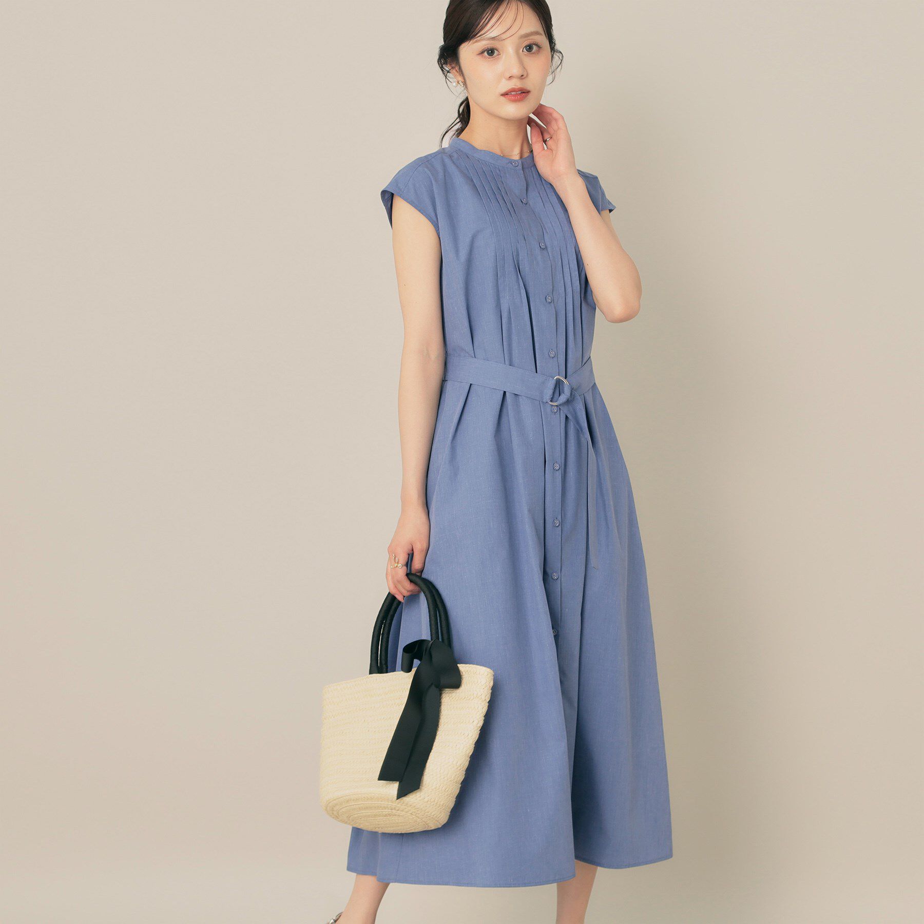 Couture broach「【Aライン・細見え】フロントタックシャツワンピース」|ワンピース|