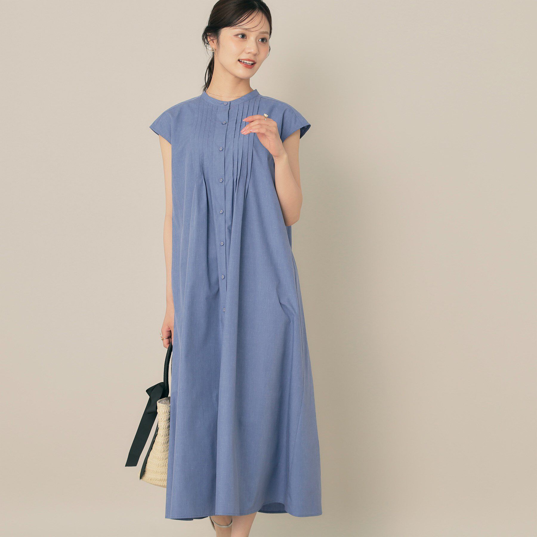 Couture broach「【Aライン・細見え】フロントタックシャツワンピース」|ワンピース|