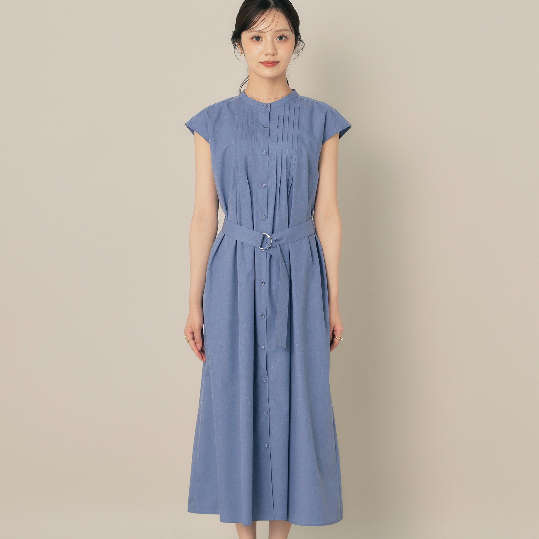 Couture broach「【Aライン・細見え】フロントタックシャツワンピース」|ワンピース|
