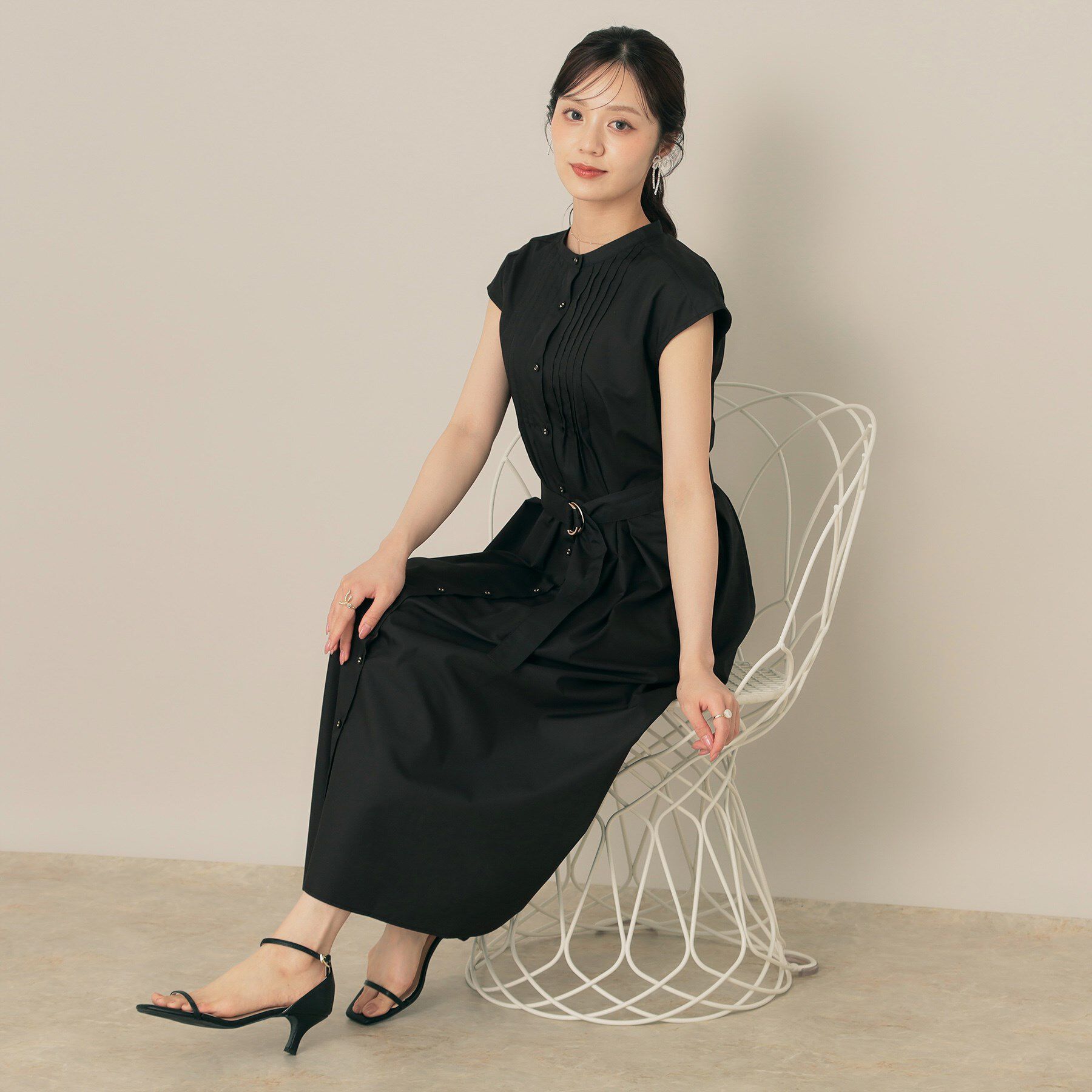 Couture broach「【Aライン・細見え】フロントタックシャツワンピース」|ワンピース|