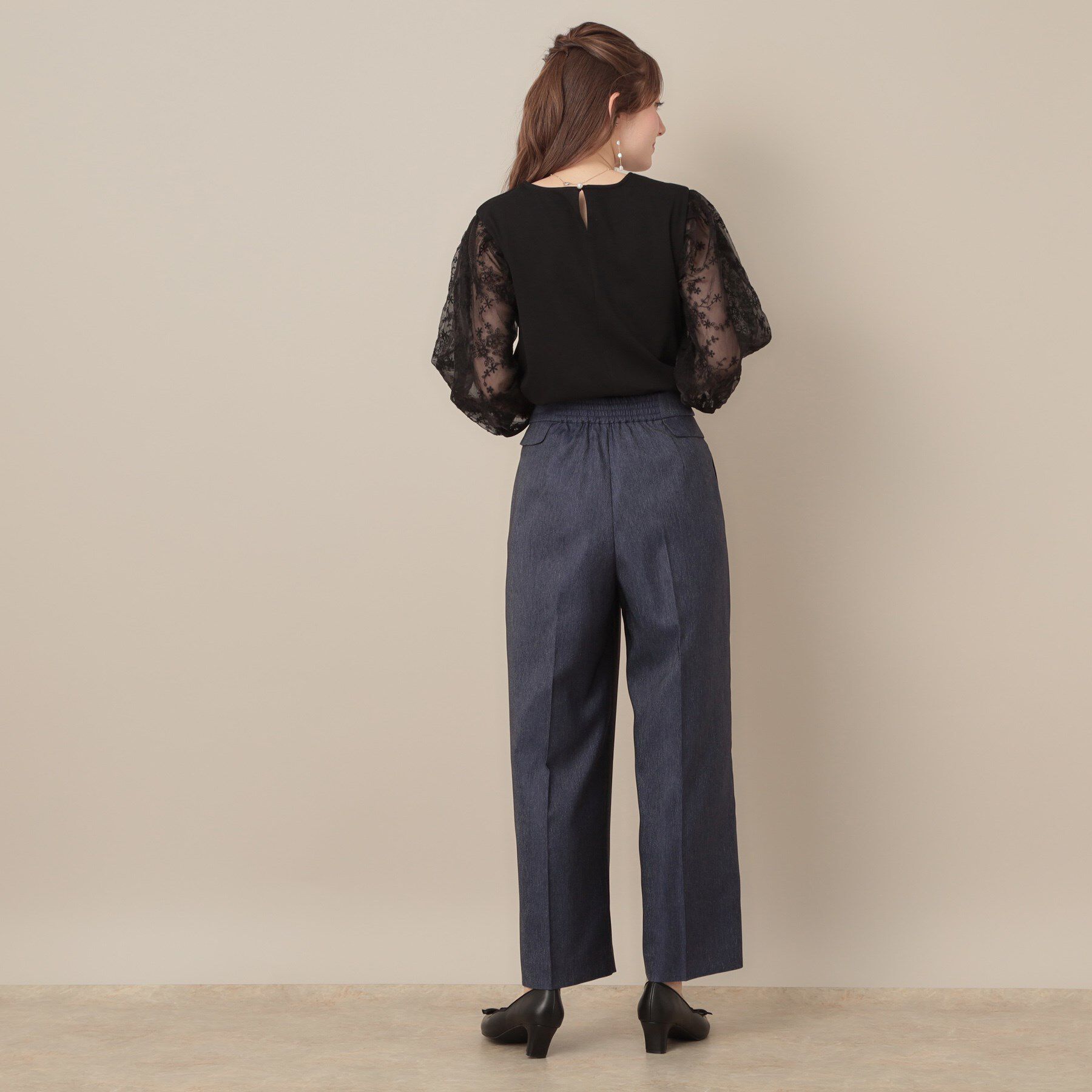 Couture broach「【接触冷感・UVカット・マシンウォッシャブル】袖レースドッキングカットソー」|Tシャツ・カットソー|