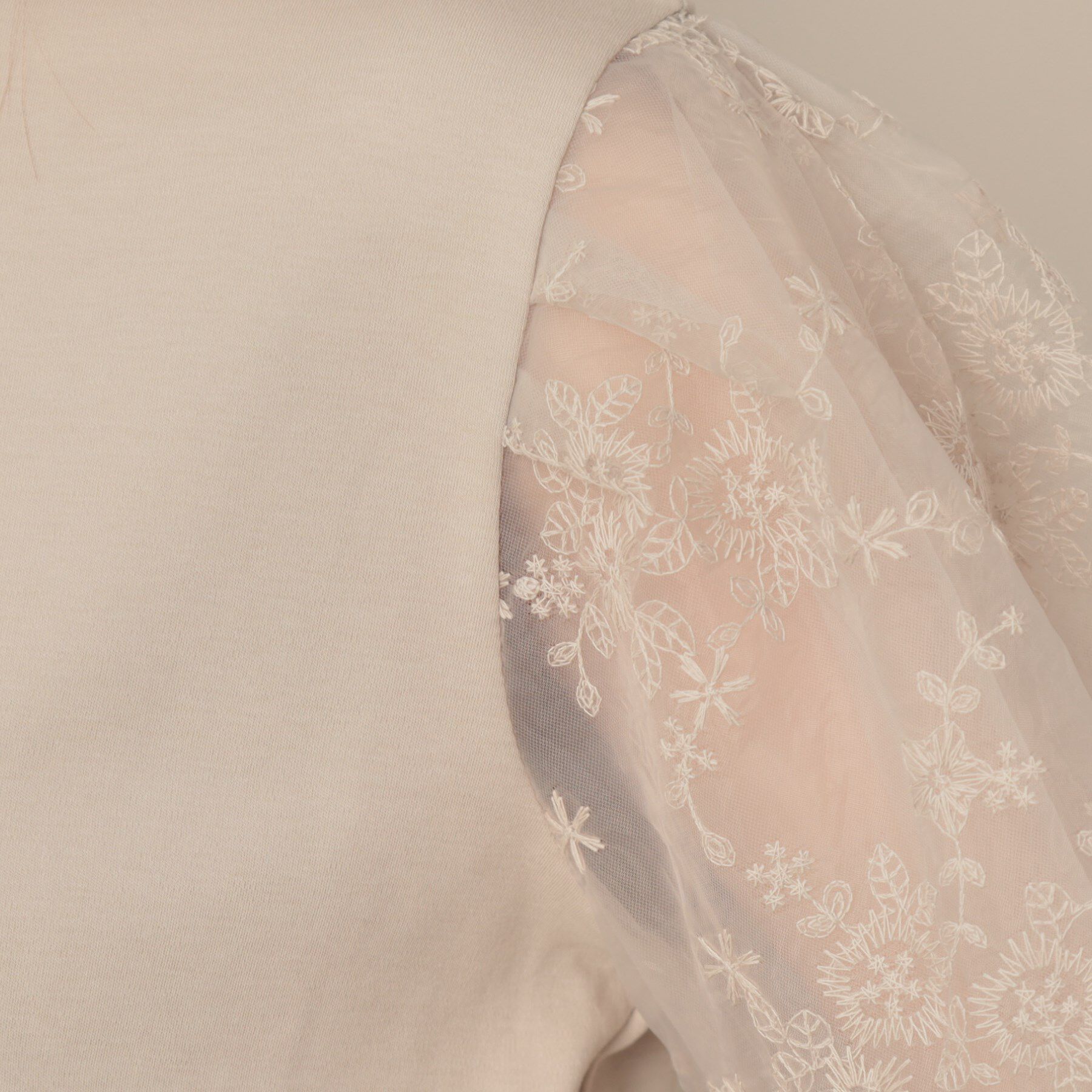 Couture broach「【接触冷感・UVカット・マシンウォッシャブル】袖レースドッキングカットソー」|Tシャツ・カットソー|