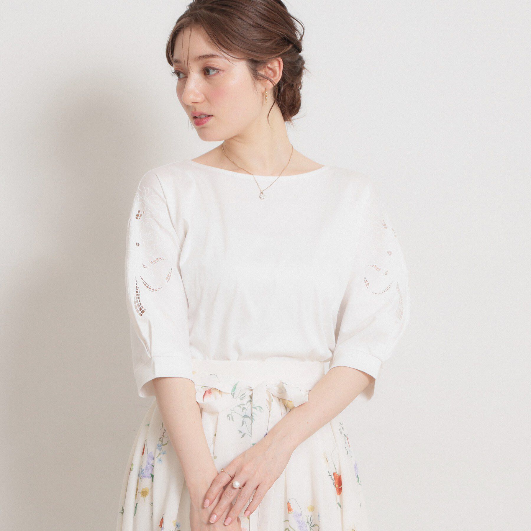 Couture broach「60シルケットエンブロドルマントップス」|Tシャツ・カットソー|