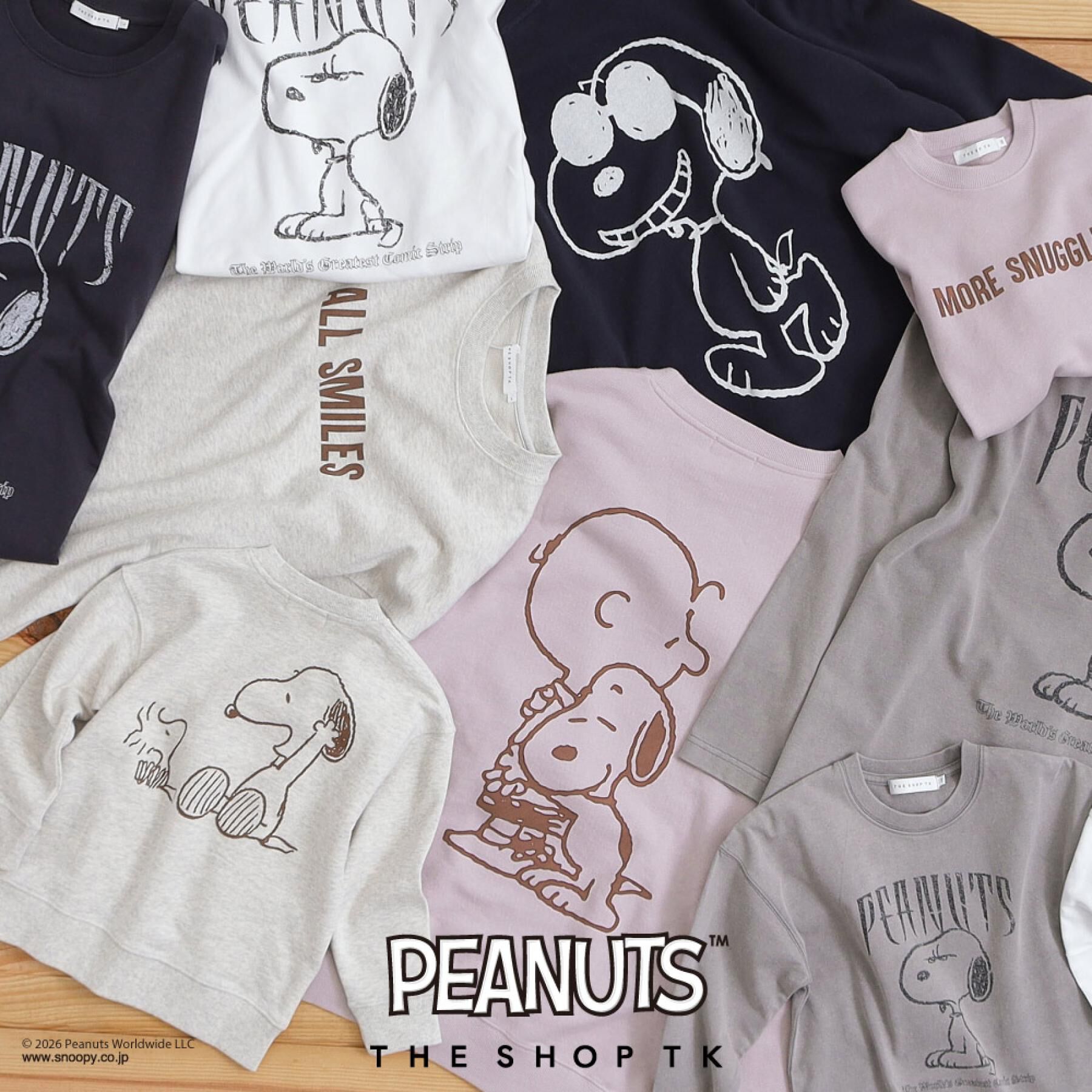 THE SHOP TK「PEANUTS ／ ピーナッツ スヌーピー ヴィンテージ風プリント長袖Tシャツ」|Tシャツ・カットソー|