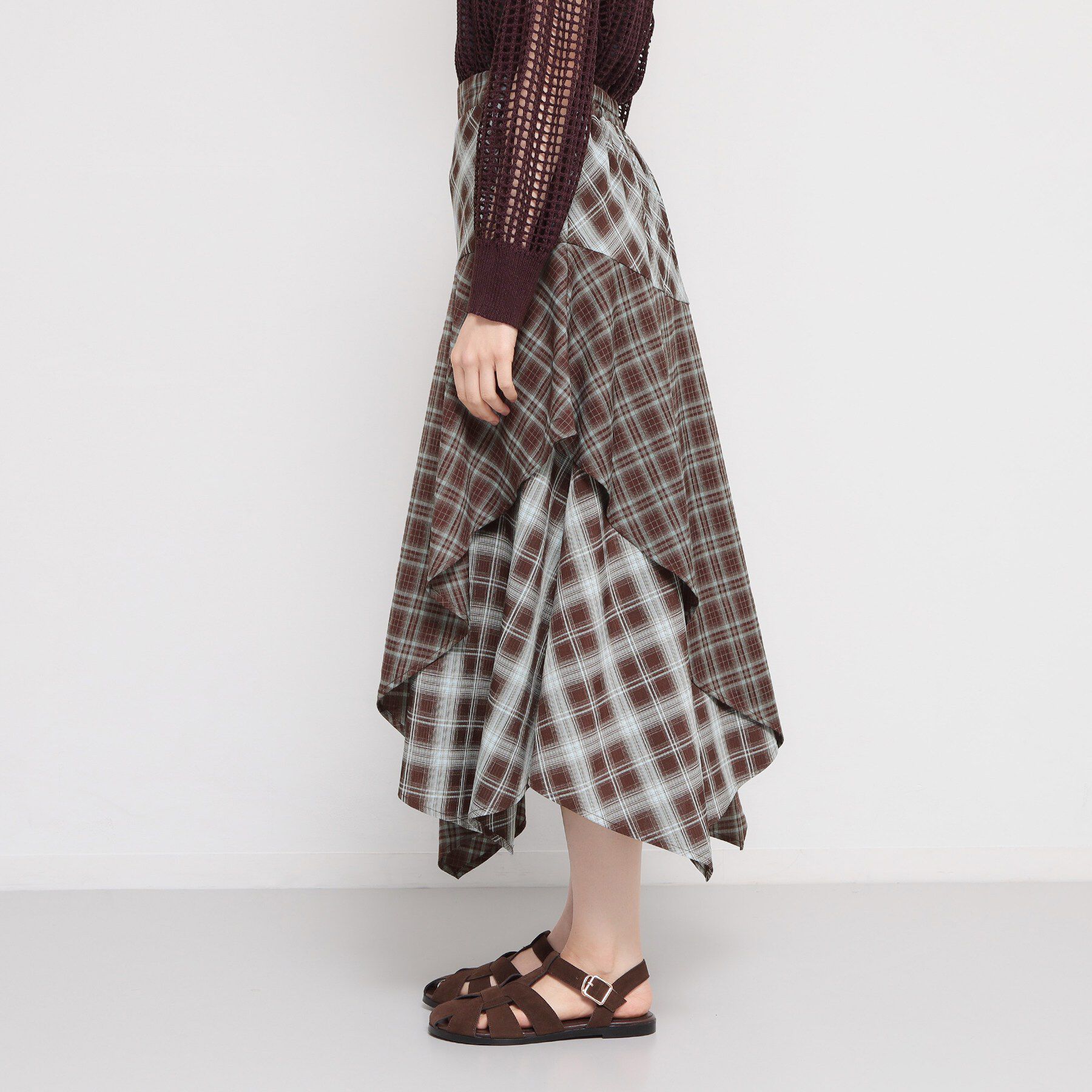 THE SHOP TK「チェックアシンメトリースカート」|スカート|