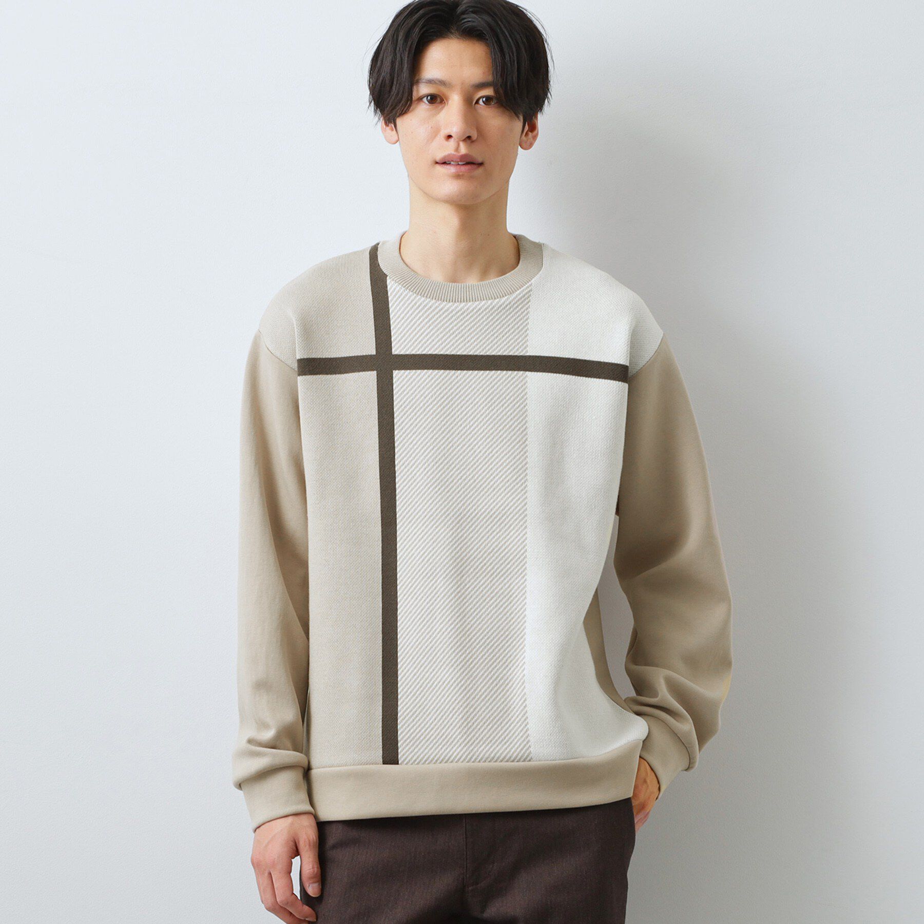 THE SHOP TK「チェック柄ダンボール スウェット 洗濯機OK」|Tシャツ・カットソー|