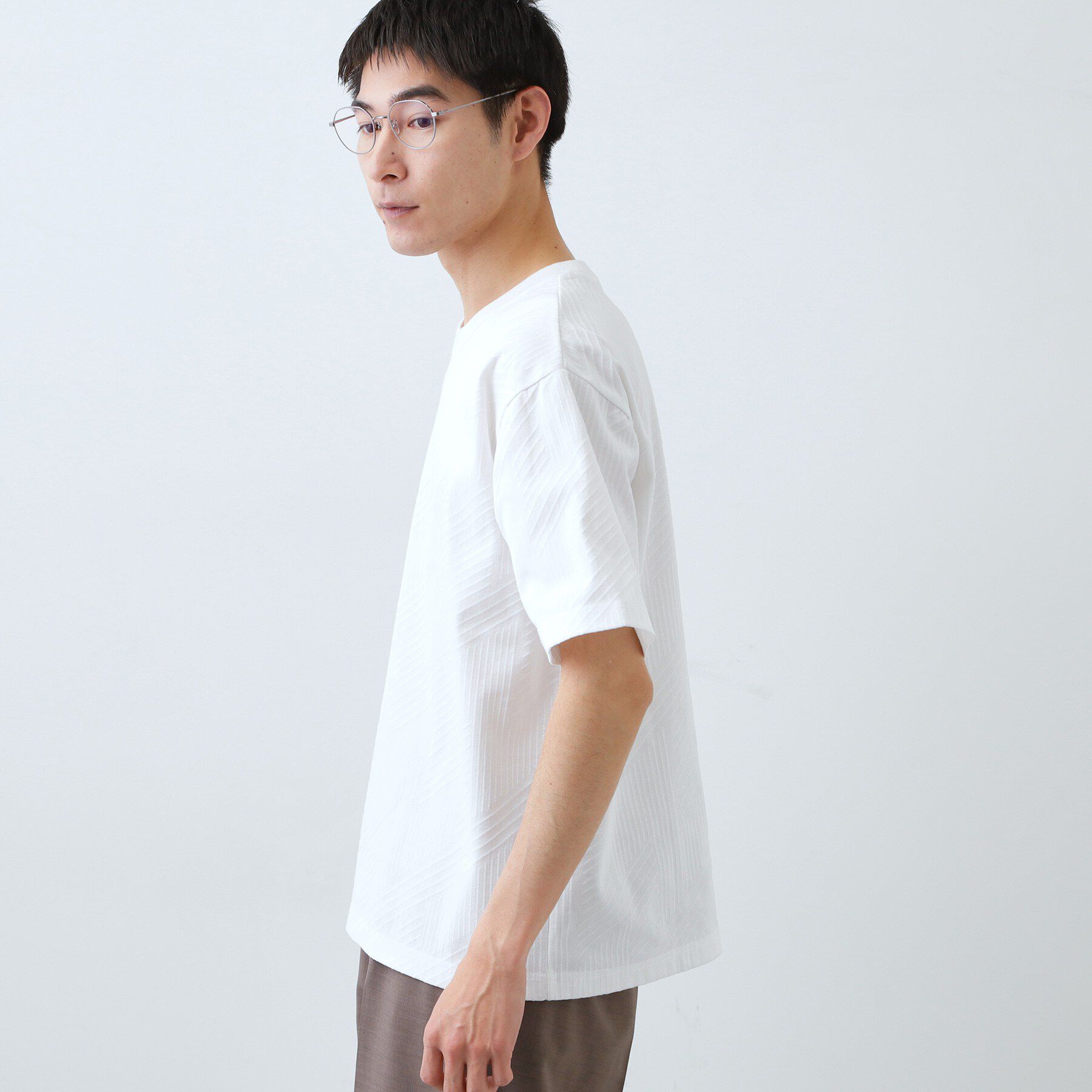 THE SHOP TK「【無地だと少し物足りないという方へ】ジオメトリック柄 半袖Tシャツ 洗濯機OK」|Tシャツ・カットソー|