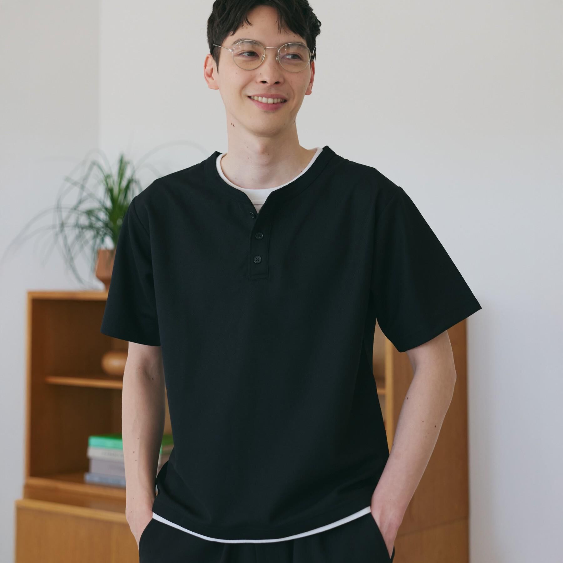 THE SHOP TK「【1枚でちゃんとして見える】ヘンリーネック レイヤード風 半袖Tシャツ 洗濯機OK」|Tシャツ・カットソー|