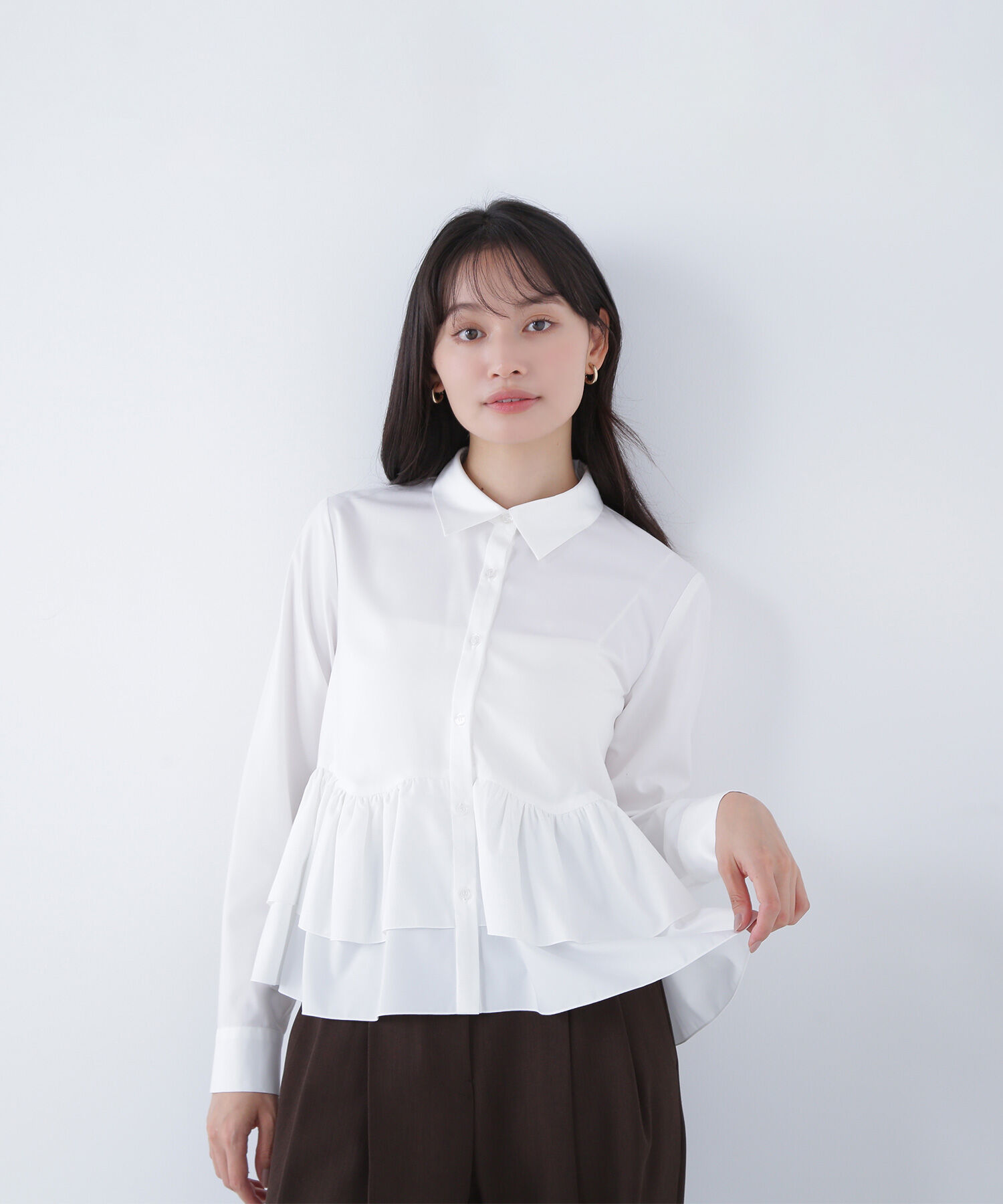  「ティアードフリルペプラムブラウス」|シャツ・ブラウス|オフホワイト1
