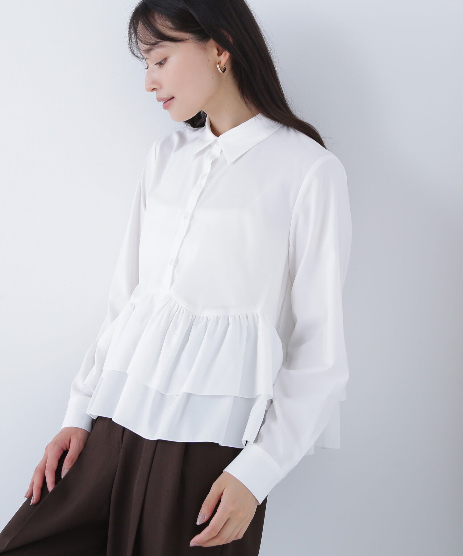  「ティアードフリルペプラムブラウス」|シャツ・ブラウス|