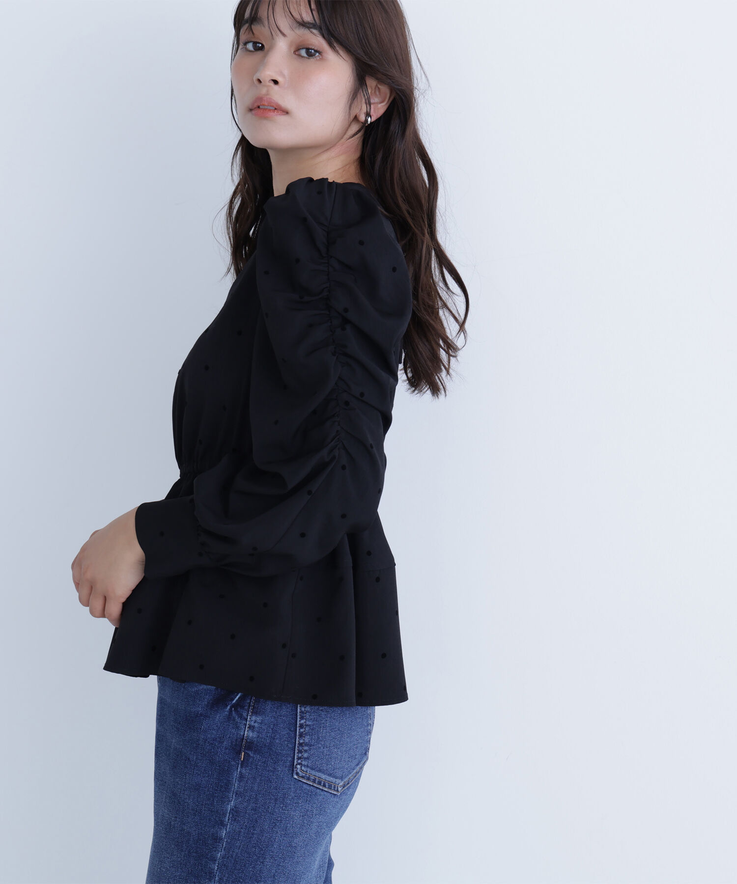  「フロッキードットペプラムブラウス」|シャツ・ブラウス|