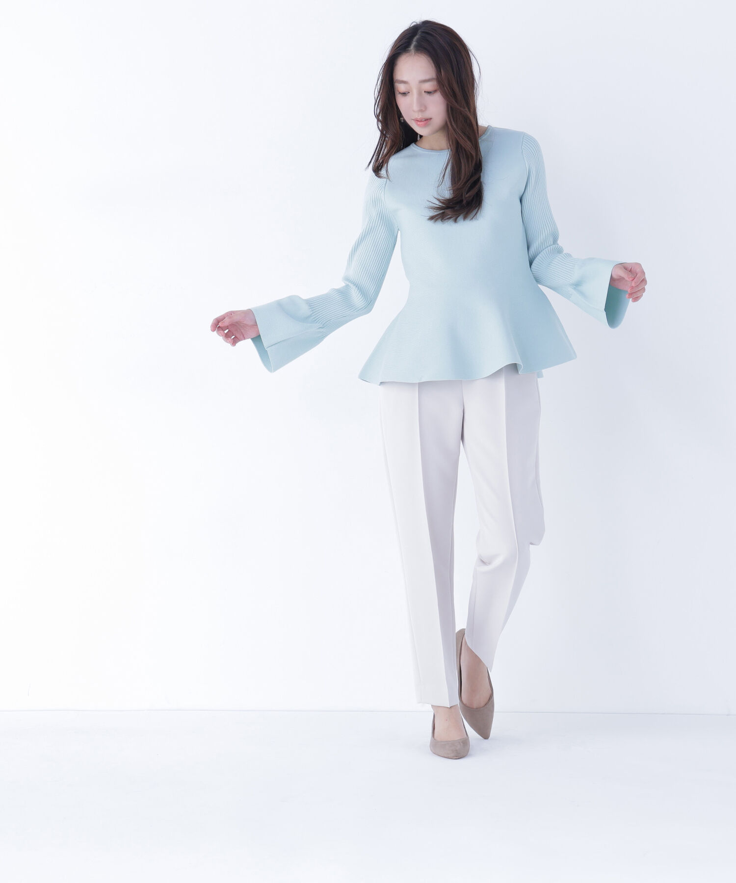  「ベルスリーブペプラムニット」|ニット・セーター|