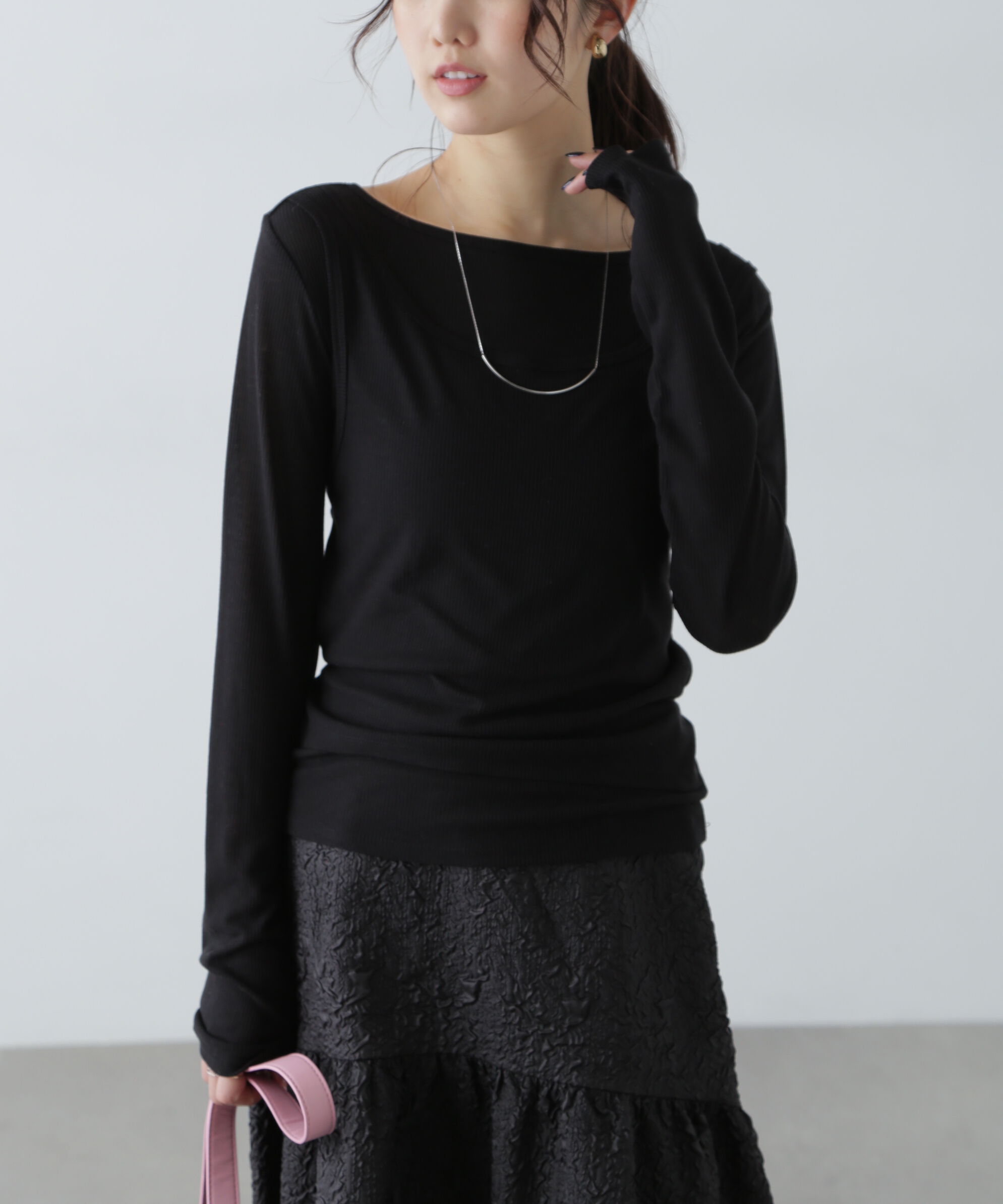  「シアーテレコレイヤードカットソー」|Tシャツ・カットソー|ブラック