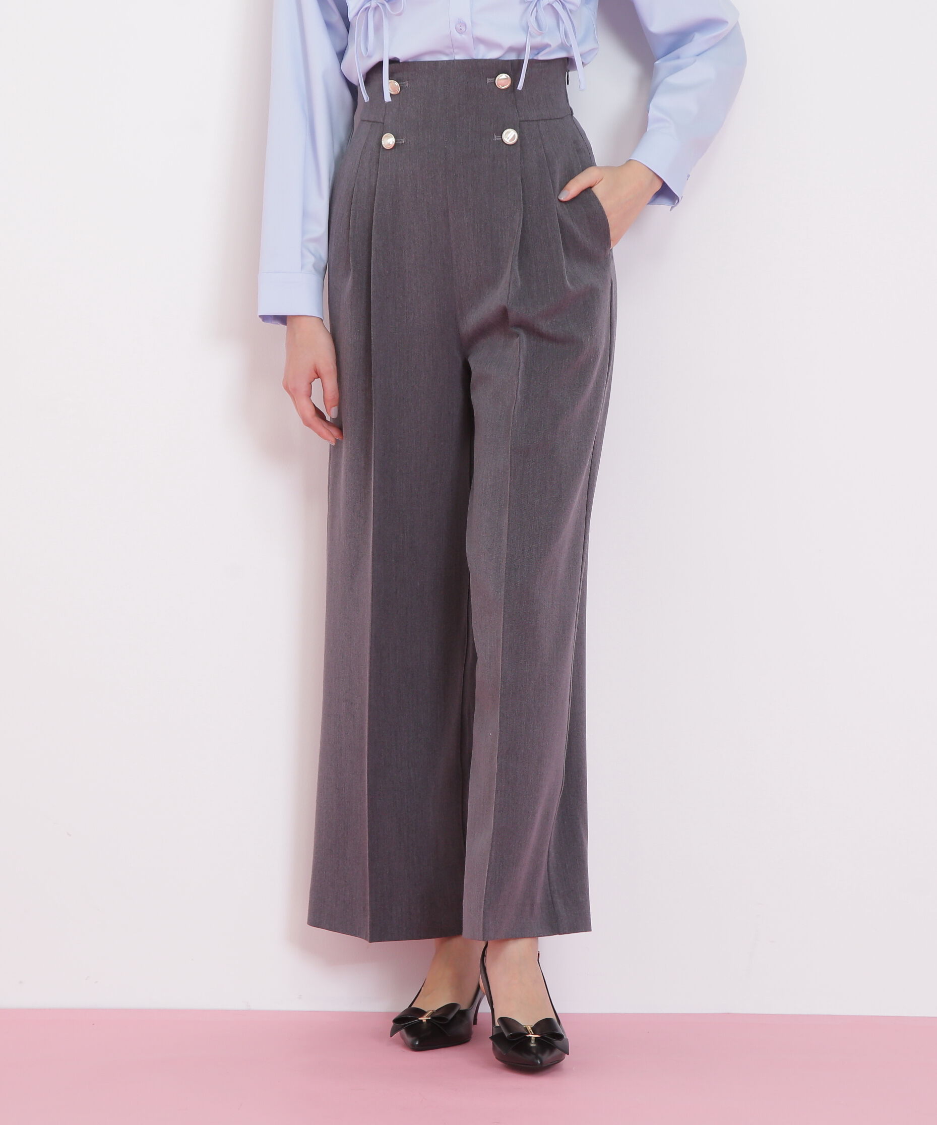  「メタル釦ストレートイージーパンツ」|その他|