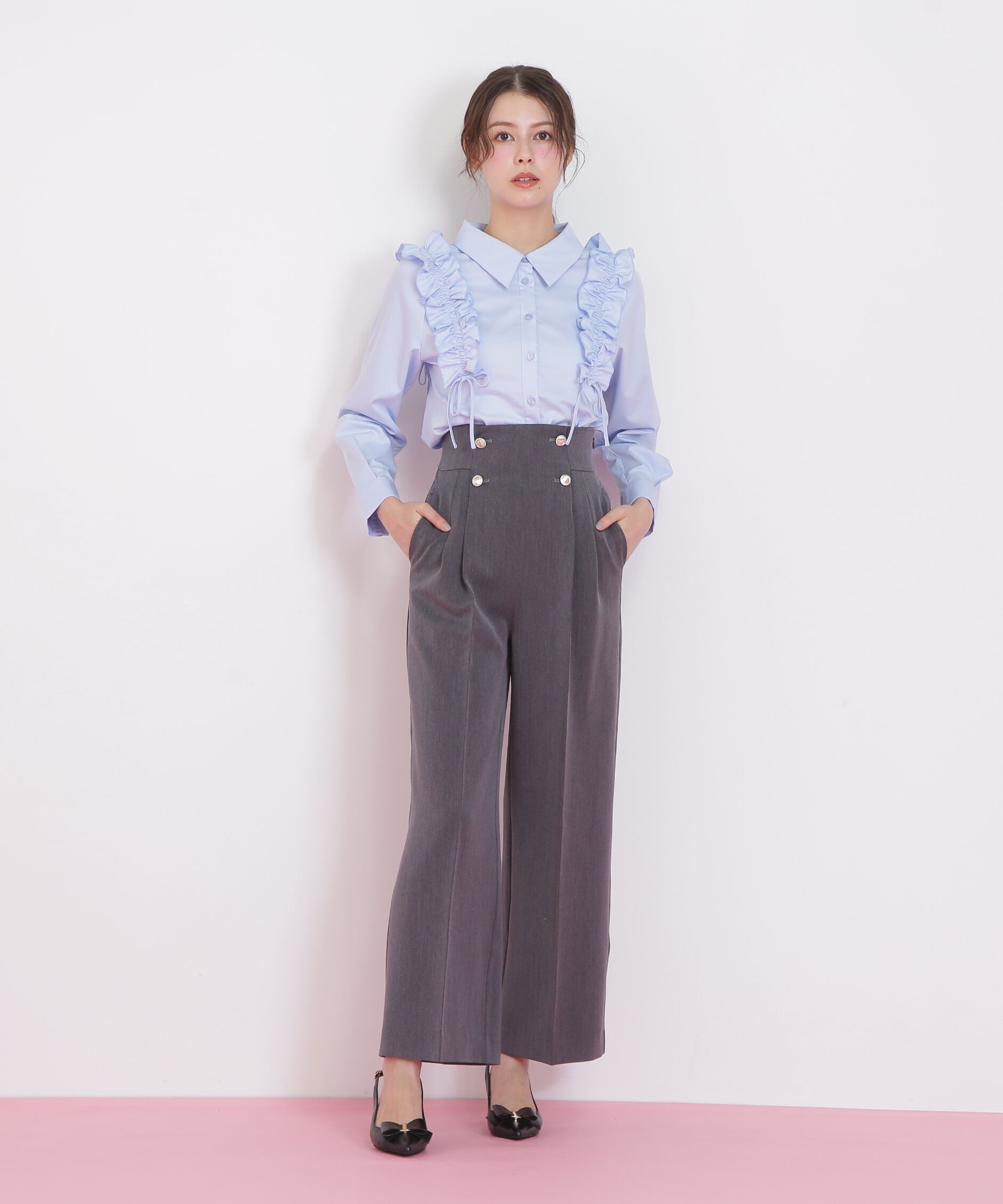  「メタル釦ストレートイージーパンツ」|その他|