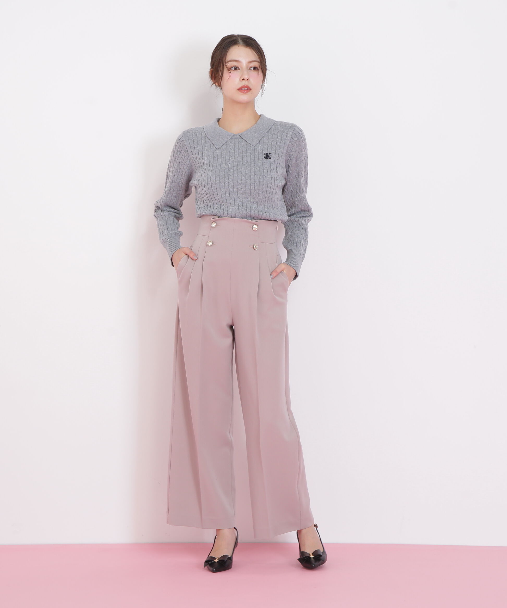  「メタル釦ストレートイージーパンツ」|その他|