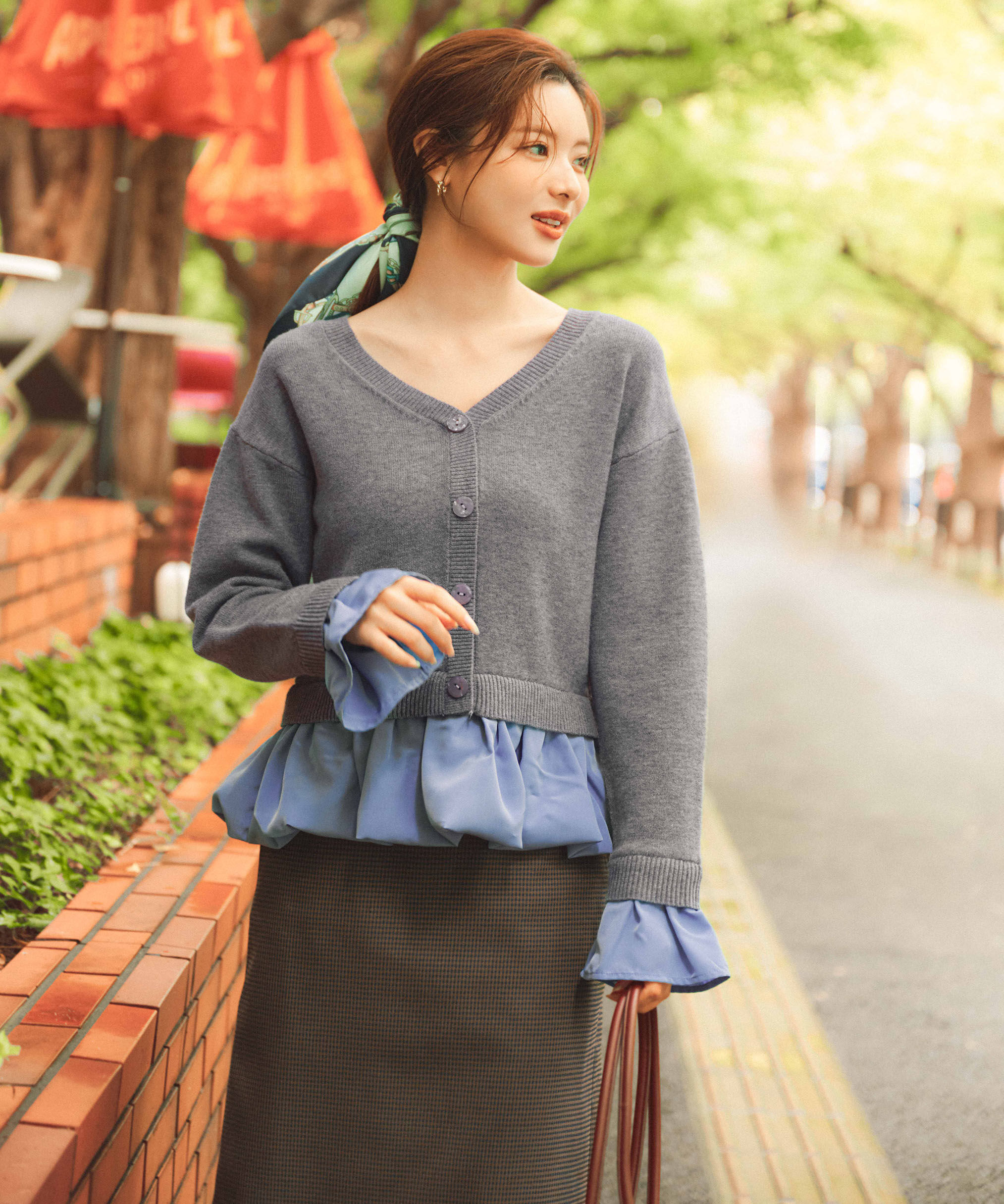 PROPORTION BODY DRESSING「＜ウォッシャブル＞バルーンペプラムニット 25AW」|ニット・セーター|トップグレー1