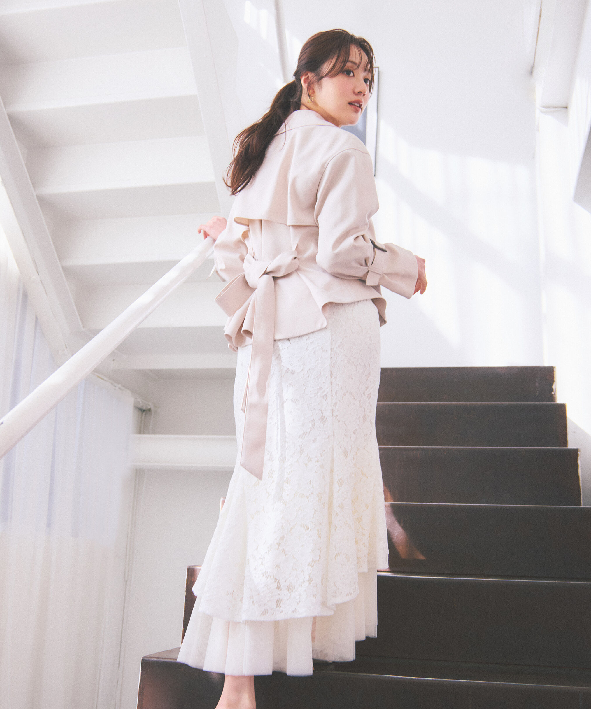 PROPORTION BODY DRESSING「チュールドッキングレーススカート　26SS」|スカート|