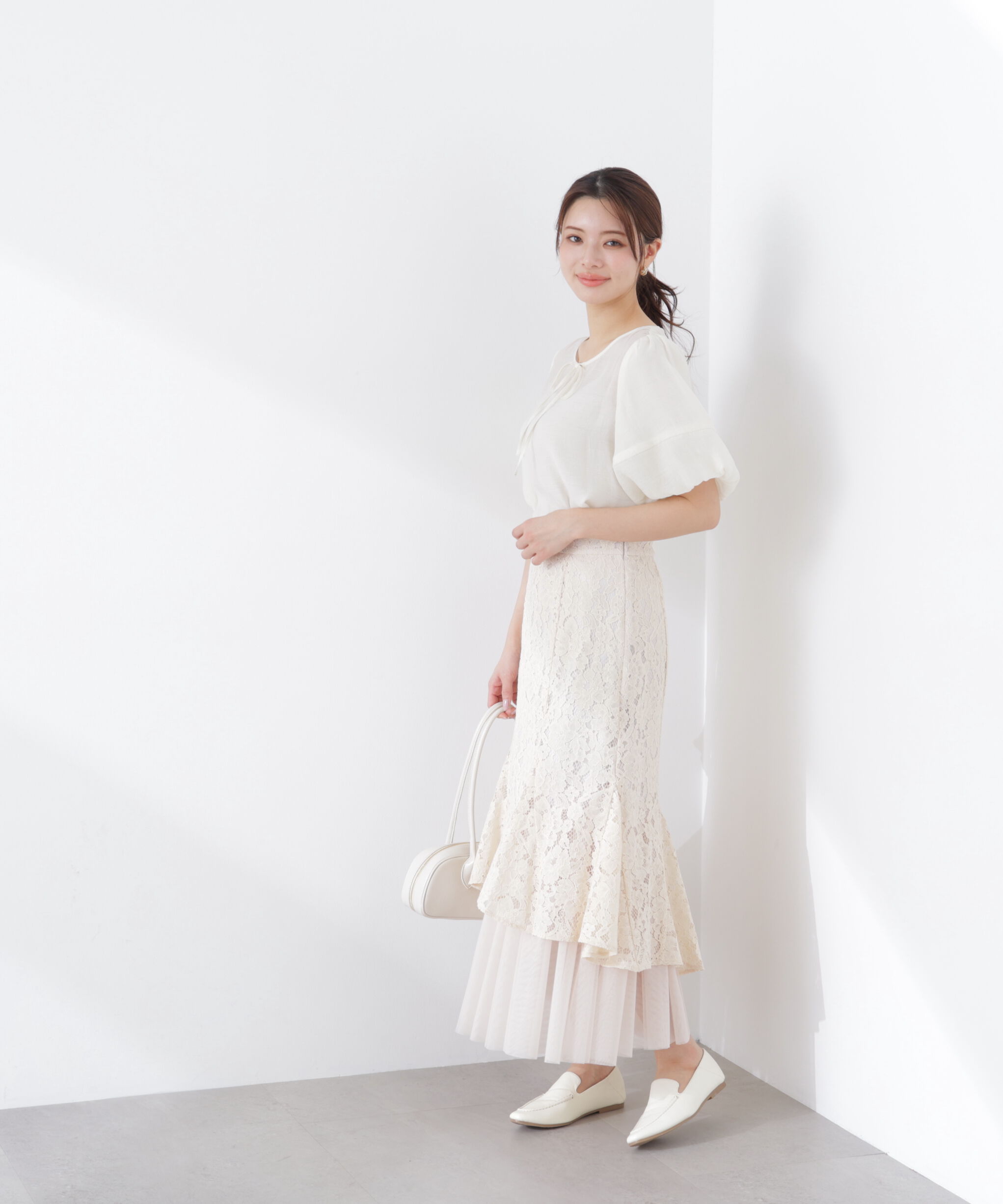 PROPORTION BODY DRESSING「チュールドッキングレーススカート　26SS」|スカート|