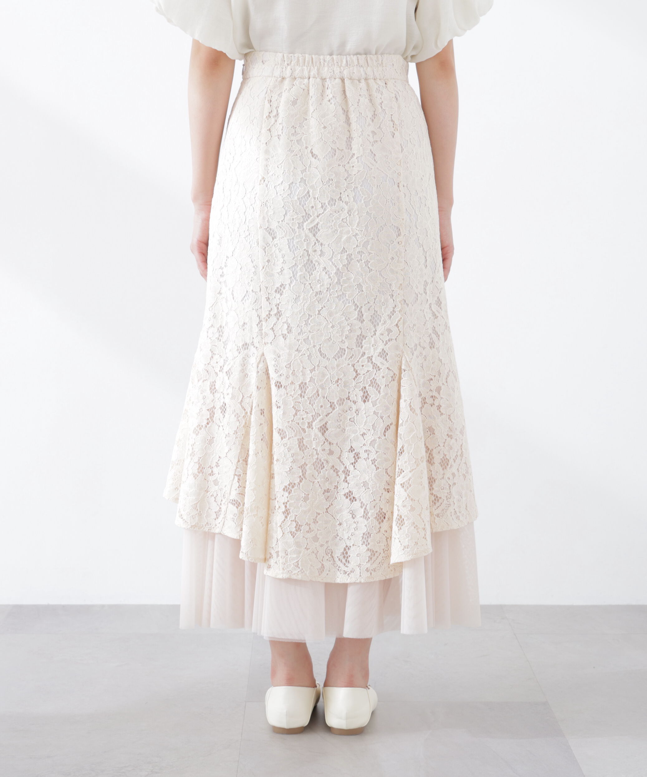 PROPORTION BODY DRESSING「チュールドッキングレーススカート　26SS」|スカート|