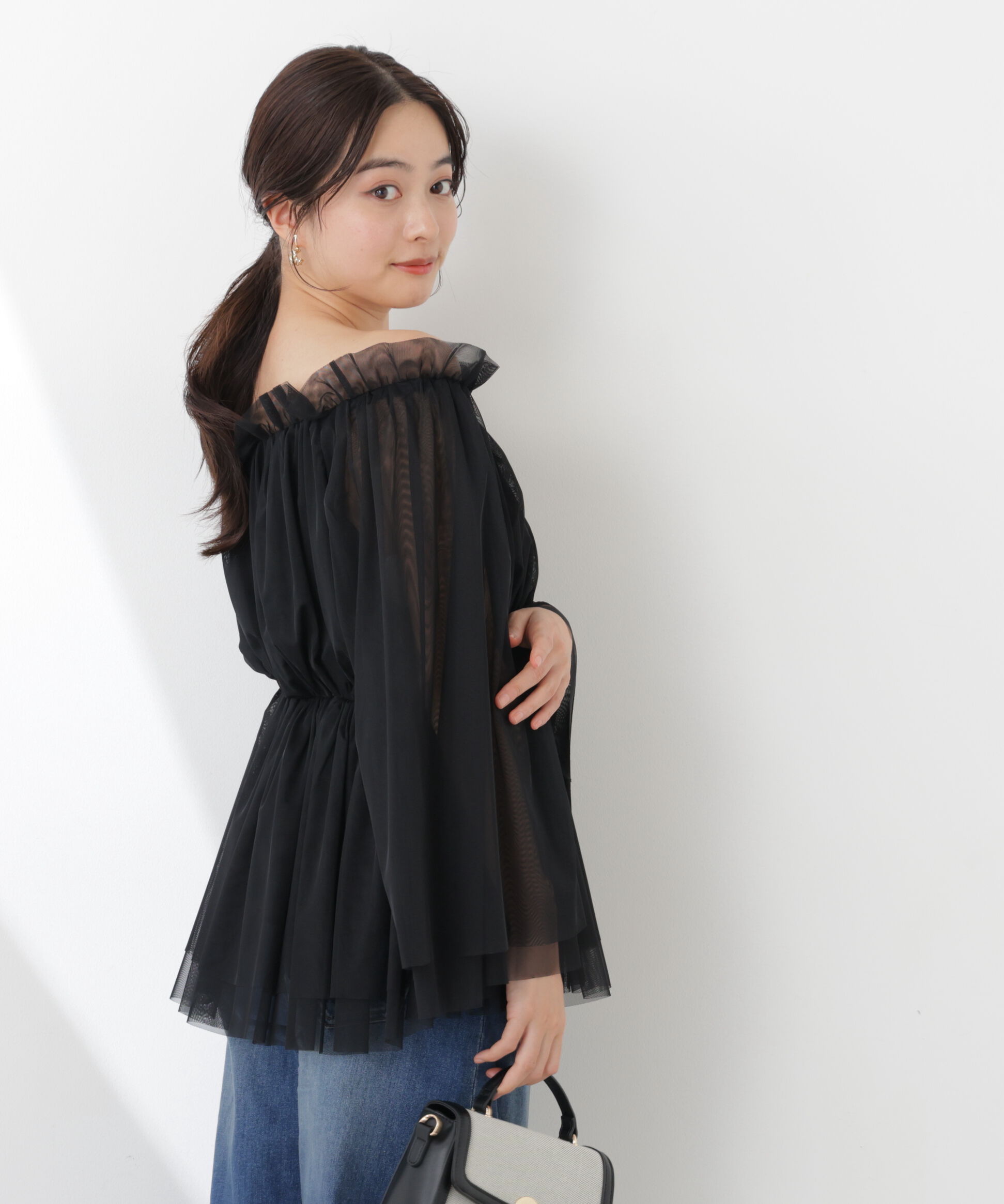 PROPORTION BODY DRESSING「＜明日香さんコラボ＞チュールスリーブフレアブラウス　26SS」|シャツ・ブラウス|