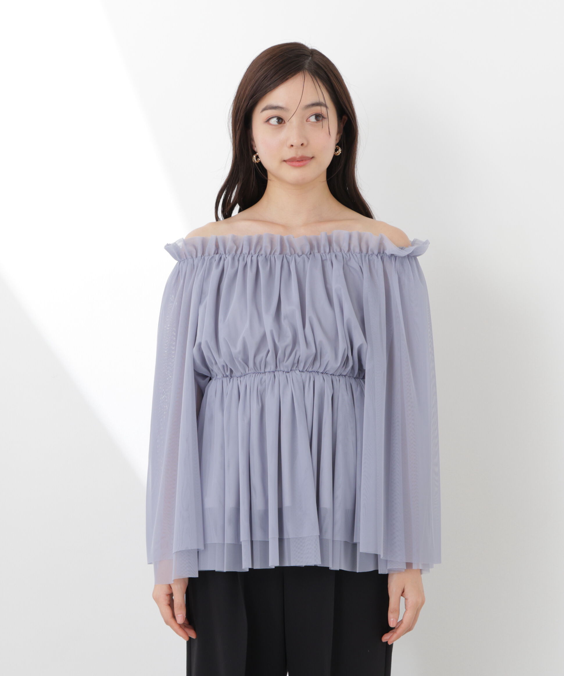 PROPORTION BODY DRESSING「＜明日香さんコラボ＞チュールスリーブフレアブラウス　26SS」|シャツ・ブラウス|