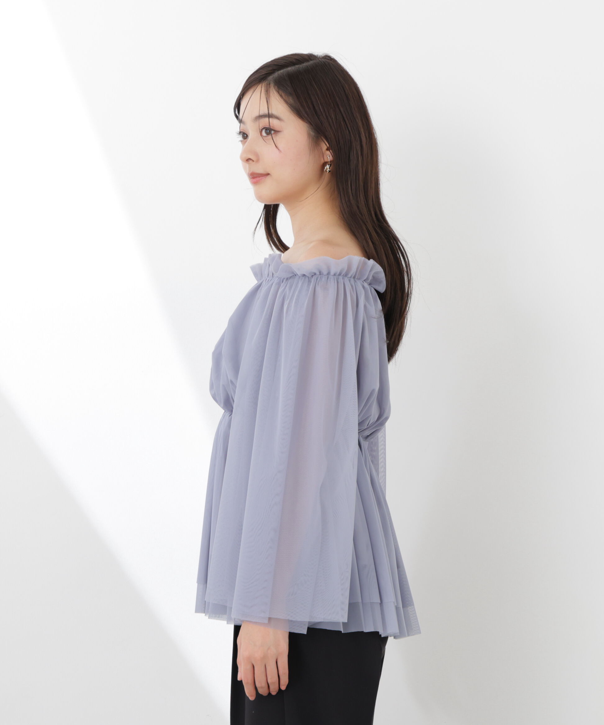 PROPORTION BODY DRESSING「＜明日香さんコラボ＞チュールスリーブフレアブラウス　26SS」|シャツ・ブラウス|