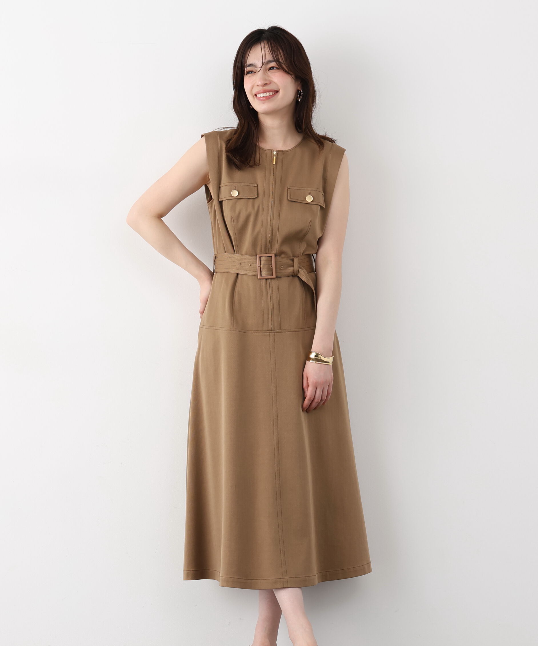  「フロントファスナーデニムワンピース」|ワンピース|モカ6