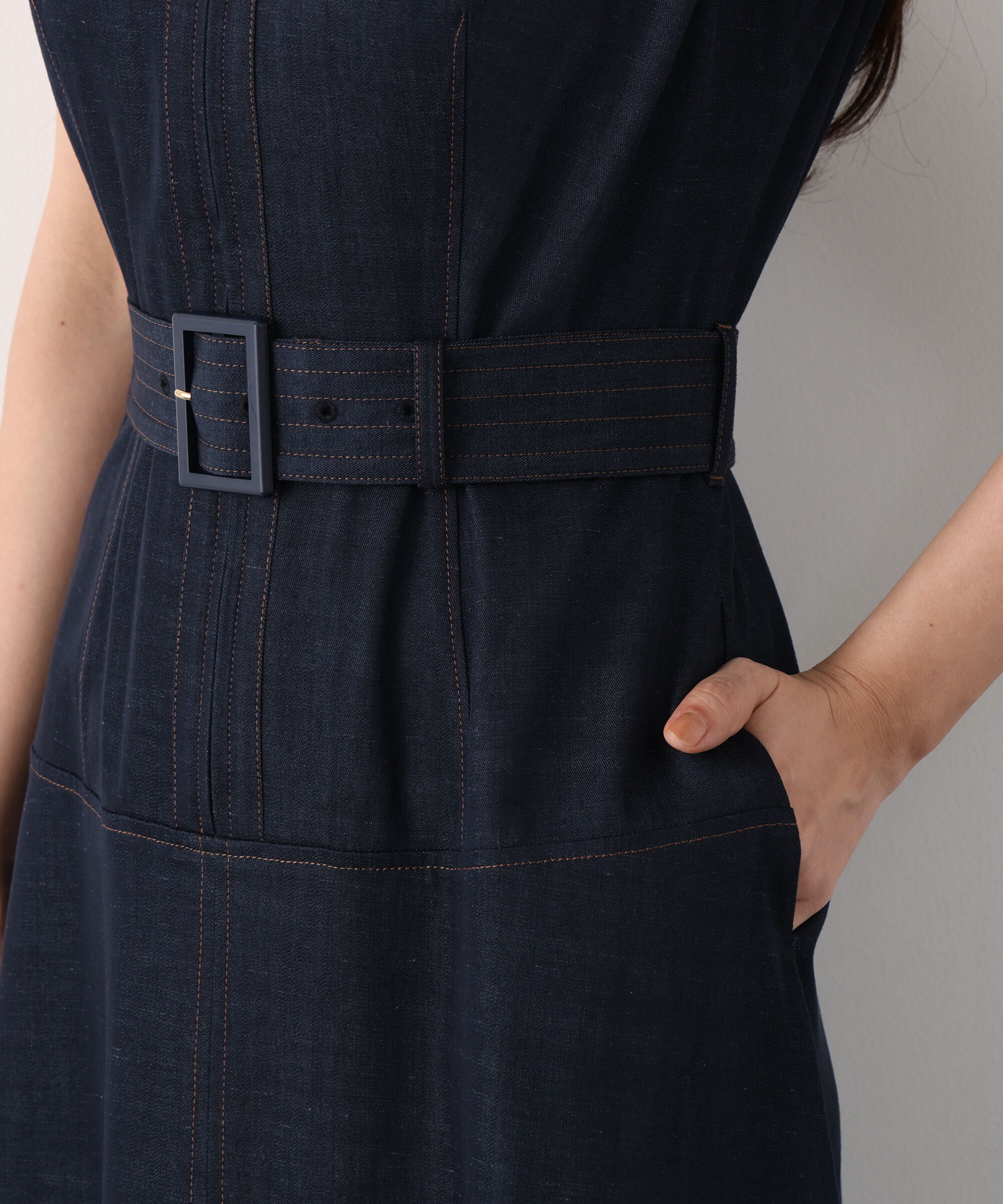  「フロントファスナーデニムワンピース」|ワンピース|