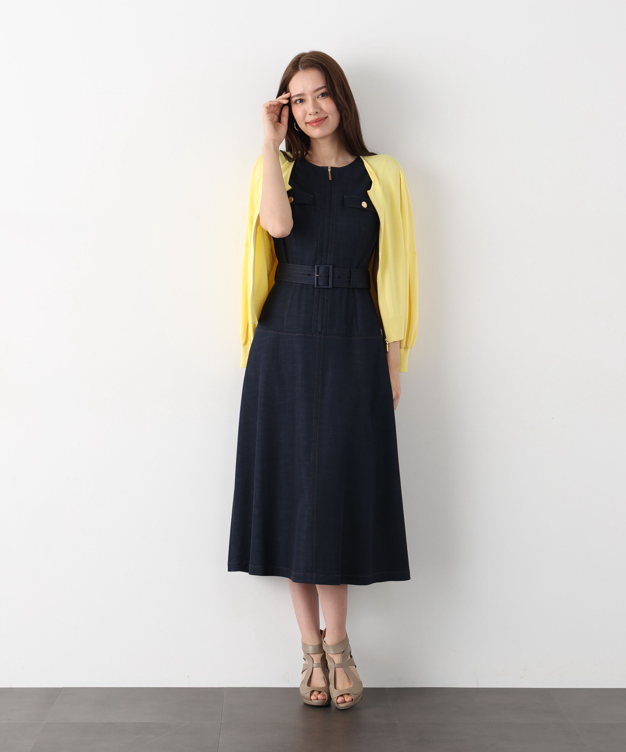  「フロントファスナーデニムワンピース」|ワンピース|