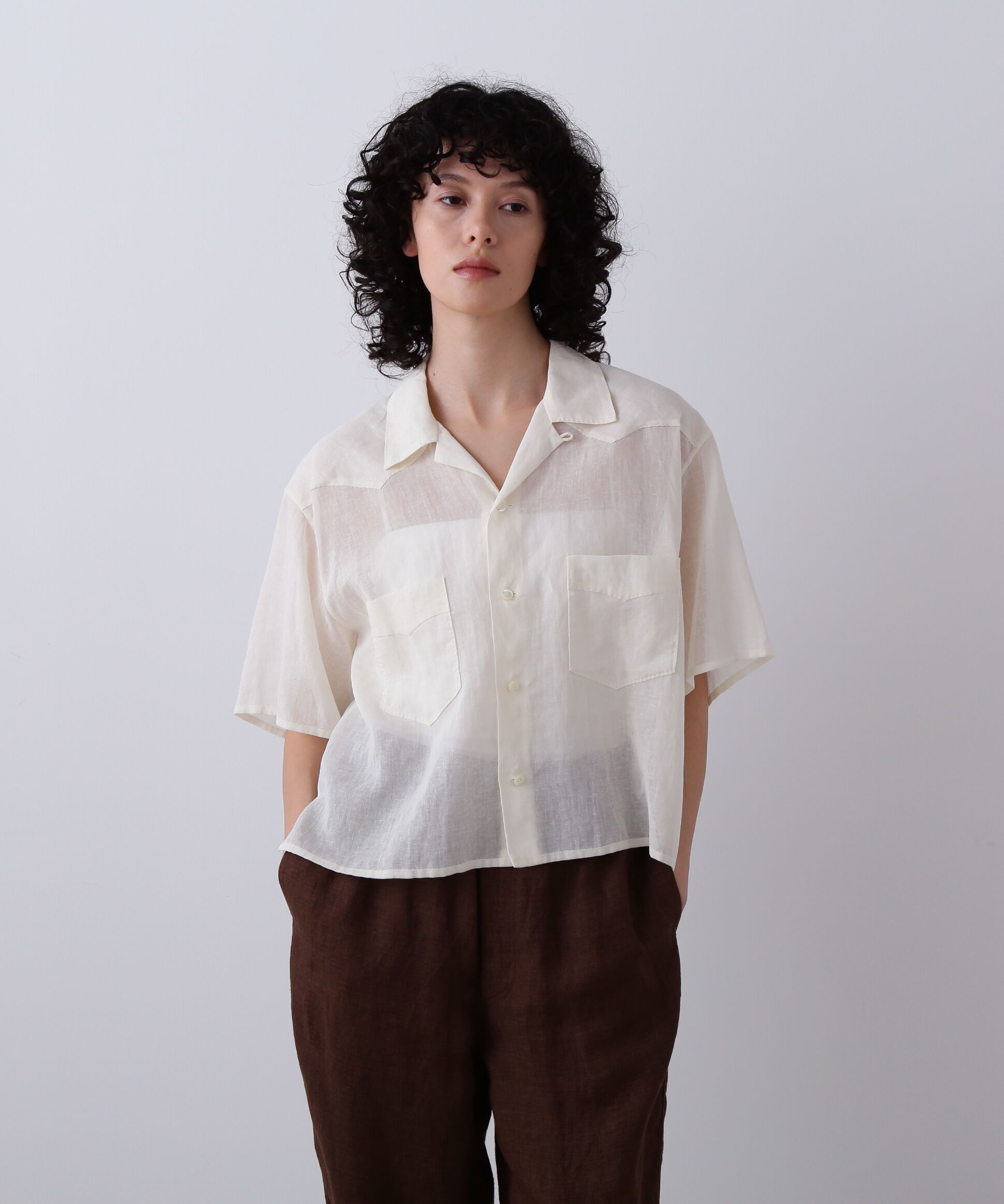 YLEVE 「YLEVE / COTTON RAMIE VOILE HAND STITCH SHIRT」|シャツ・ブラウス|ホワイト
