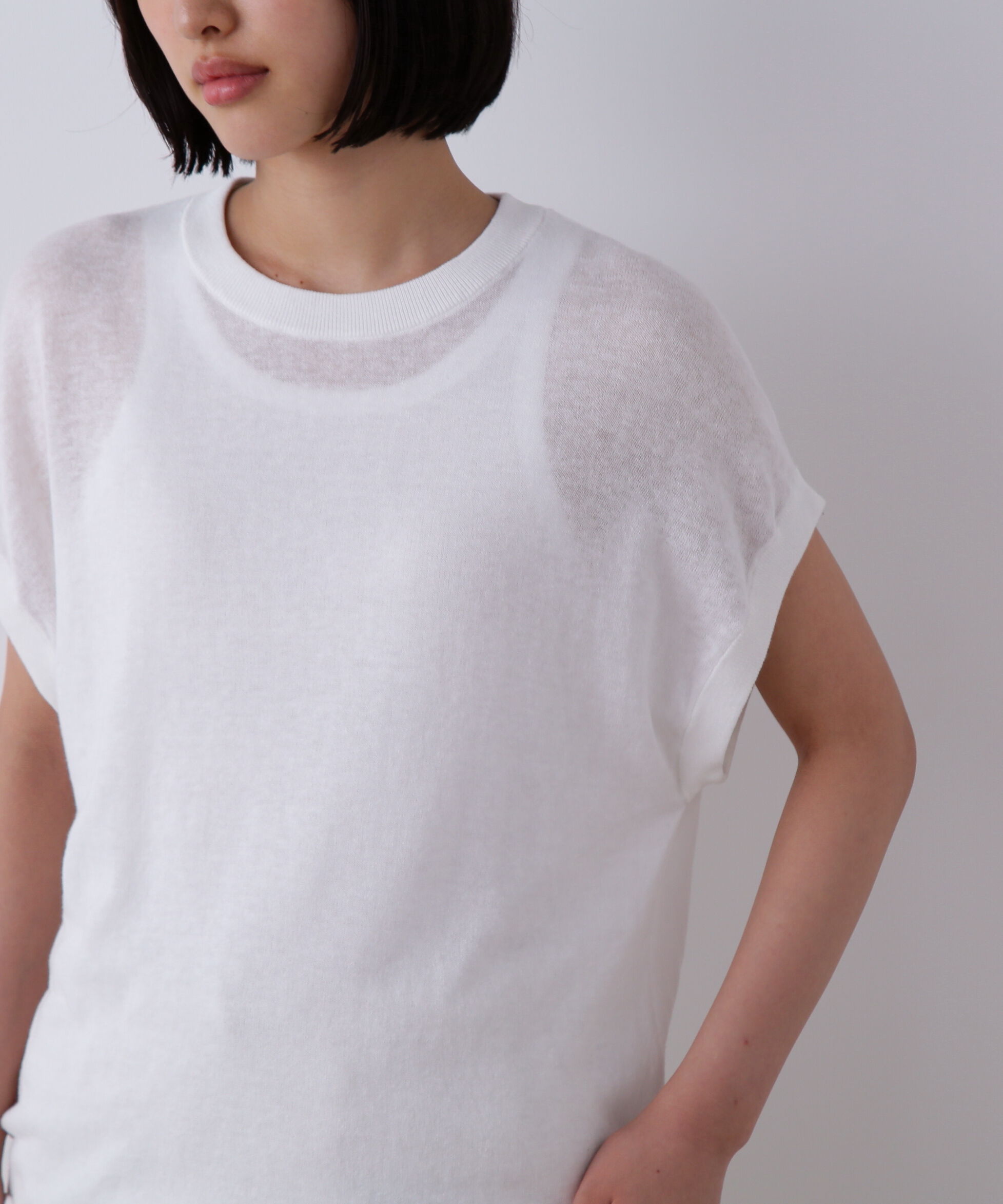 YLEVE 「YLEVE / COTTON LINEN KNIT ASYMMETRY PULLOVER」|ニット・セーター|
