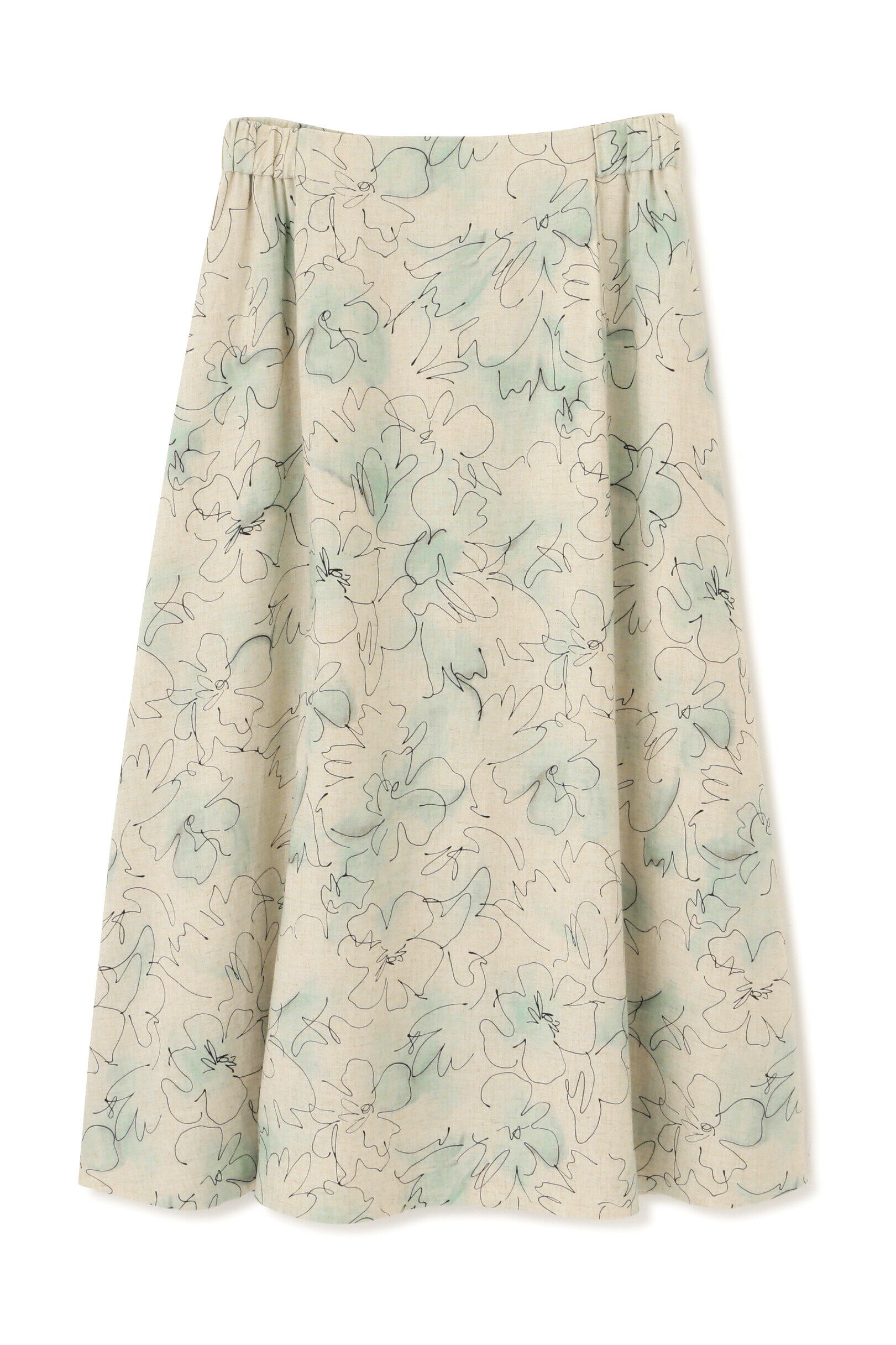  「◆ラインドローイングフラワープリントスカート」|スカート|