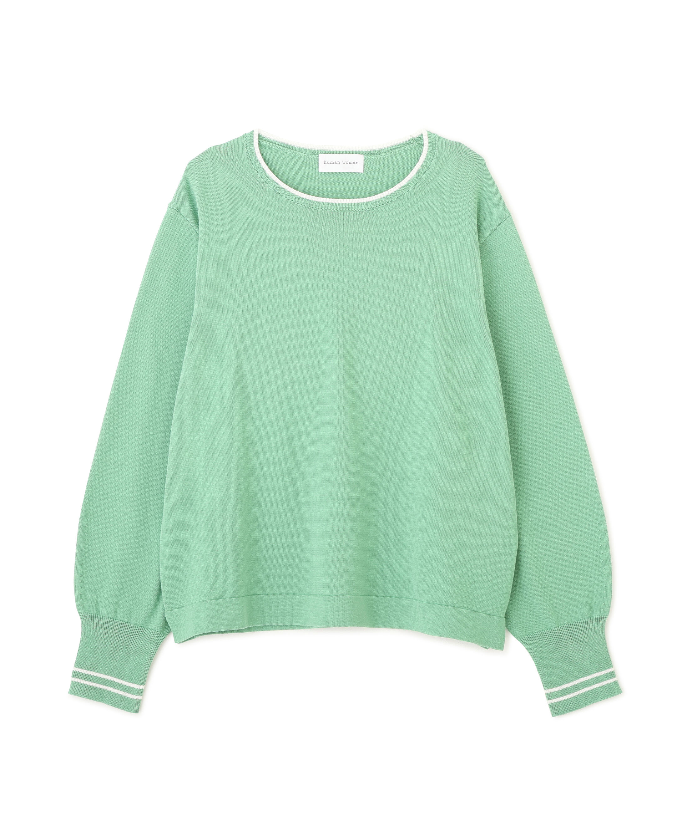  「◆《ウォッシャブル》オーガニックコットン混ライン入プルオーバー」|ニット・セーター|